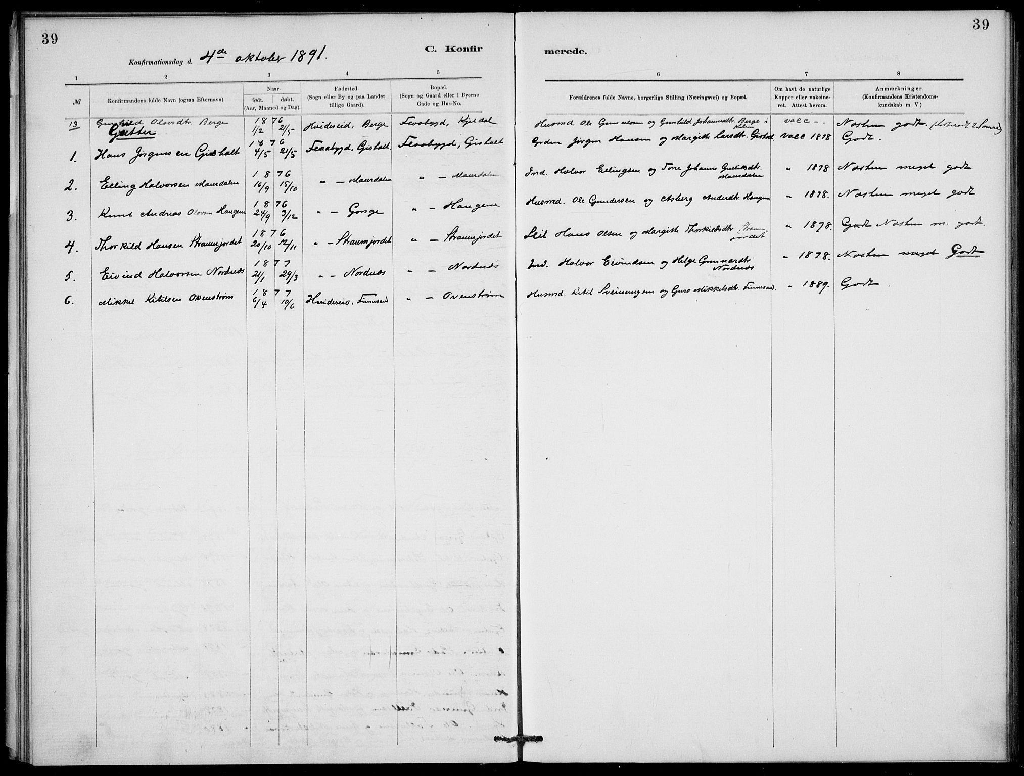 Lunde kirkebøker, SAKO/A-282/F/Fb/L0003: Parish register (official) no. II 3, 1882-1891, p. 39