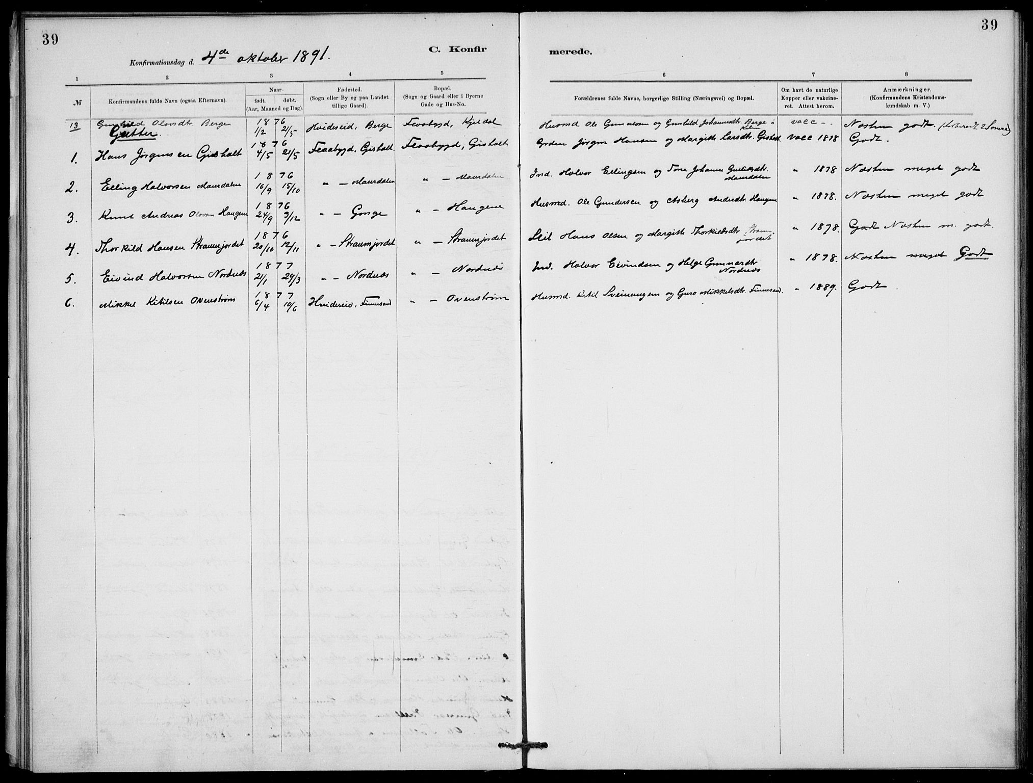 Lunde kirkebøker, AV/SAKO-A-282/F/Fb/L0003: Parish register (official) no. II 3, 1882-1891, p. 39