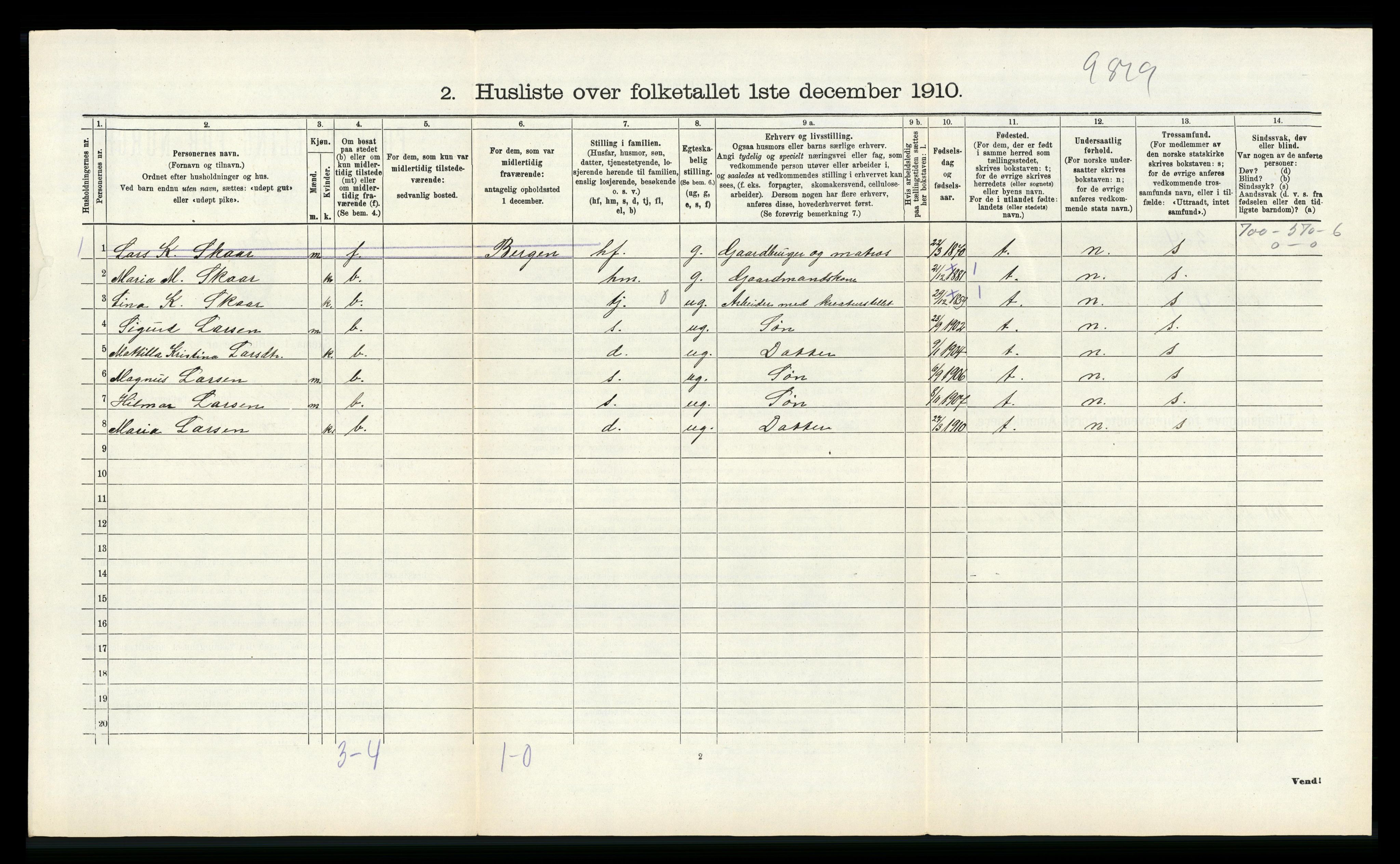 RA, 1910 census for Hamre, 1910, p. 567