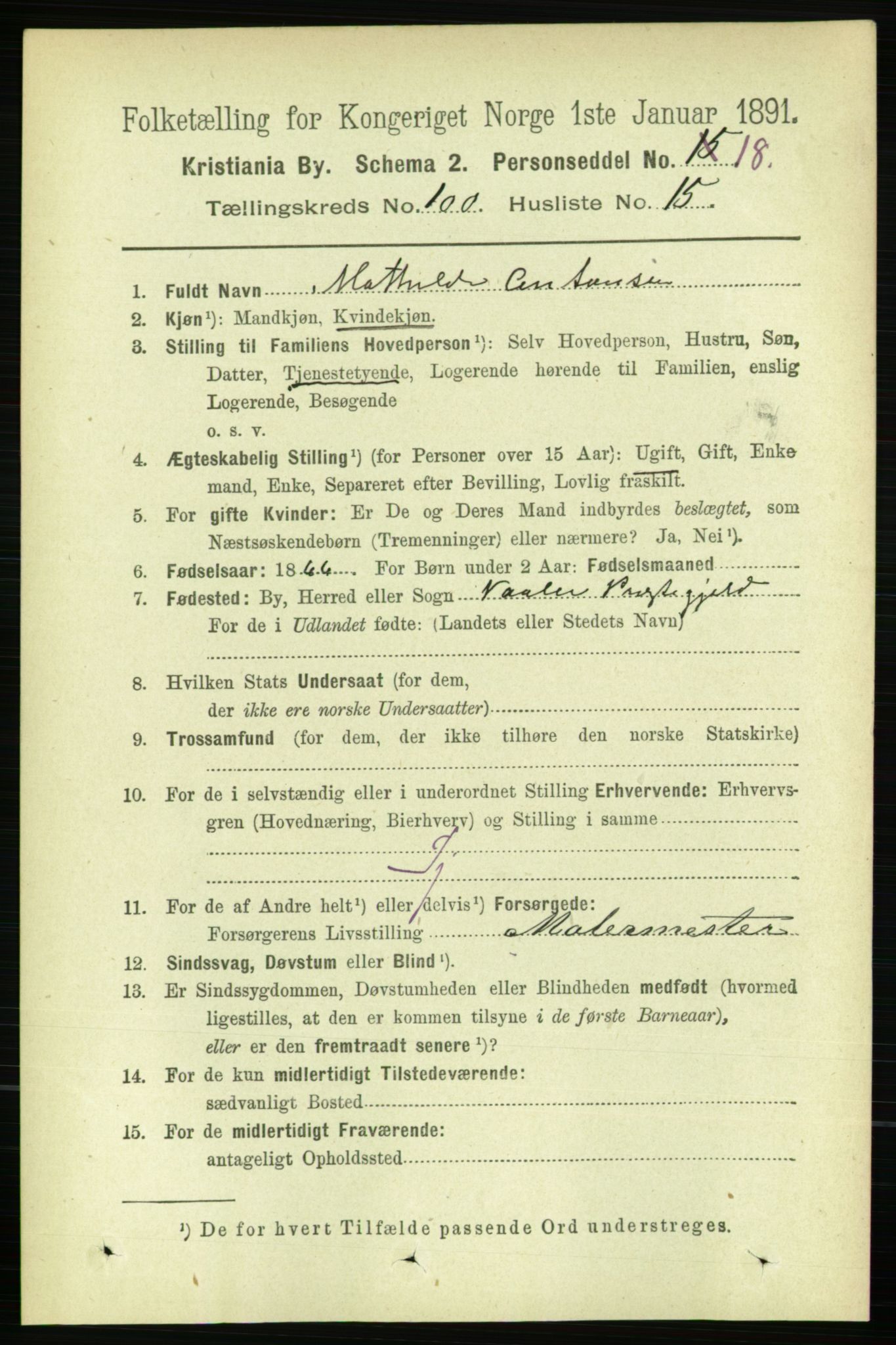 RA, 1891 census for 0301 Kristiania, 1891, p. 49697