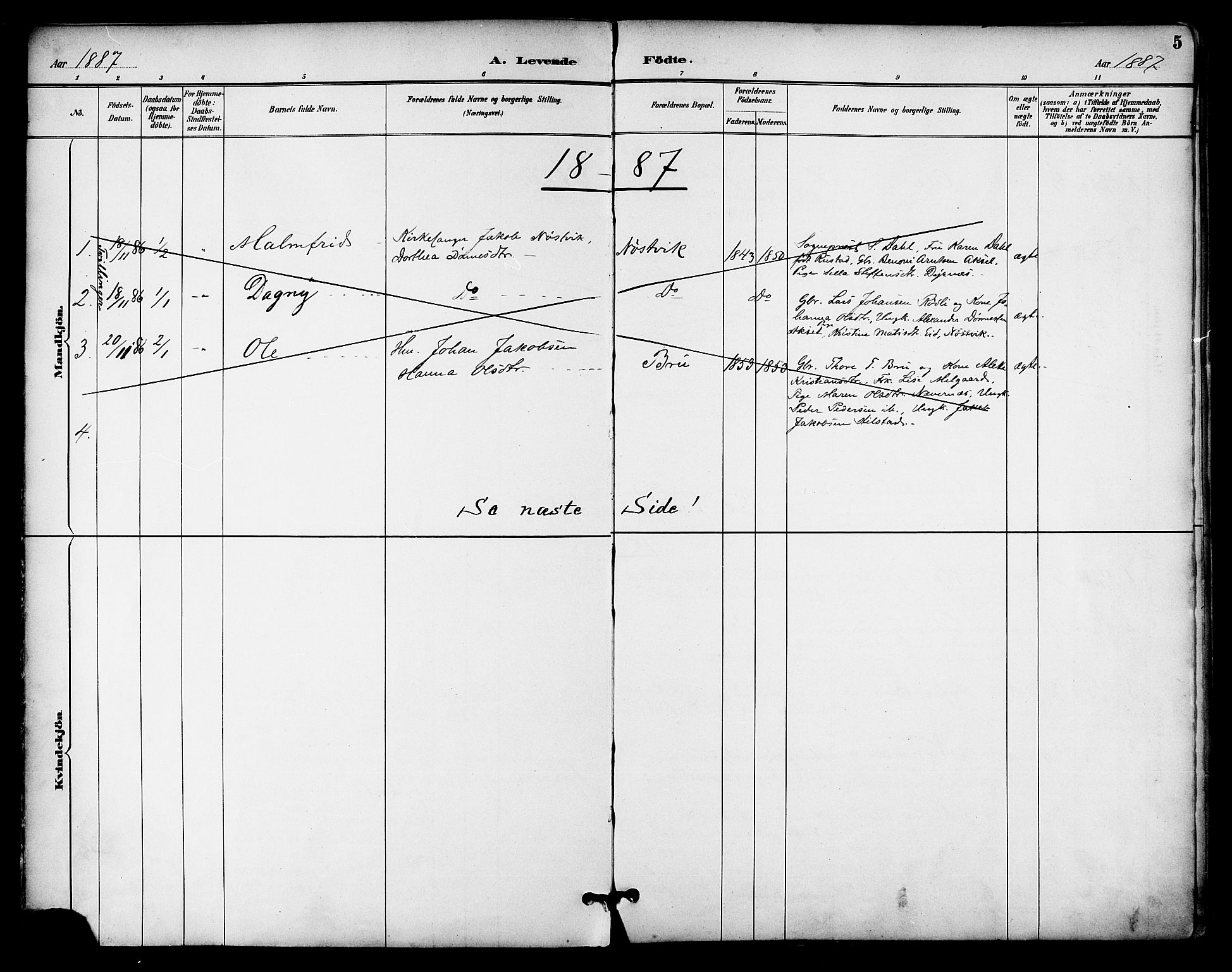 Ministerialprotokoller, klokkerbøker og fødselsregistre - Nordland, AV/SAT-A-1459/814/L0226: Parish register (official) no. 814A07, 1886-1898, p. 5