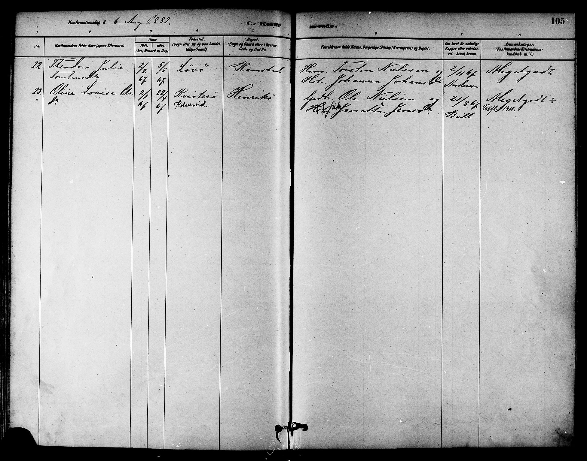 Ministerialprotokoller, klokkerbøker og fødselsregistre - Nord-Trøndelag, AV/SAT-A-1458/786/L0686: Parish register (official) no. 786A02, 1880-1887, p. 105