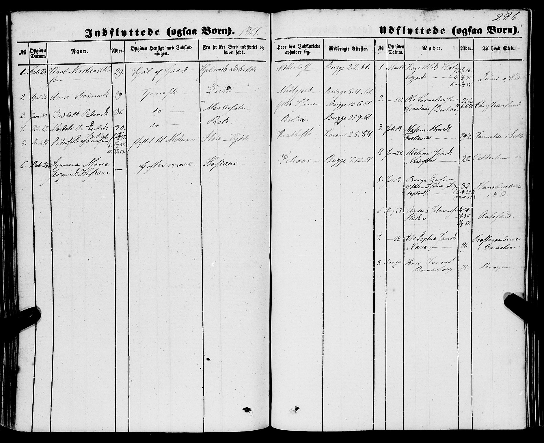 Davik sokneprestembete, SAB/A-79701/H/Haa/Haaa/L0005: Parish register (official) no. A 5, 1850-1866, p. 286