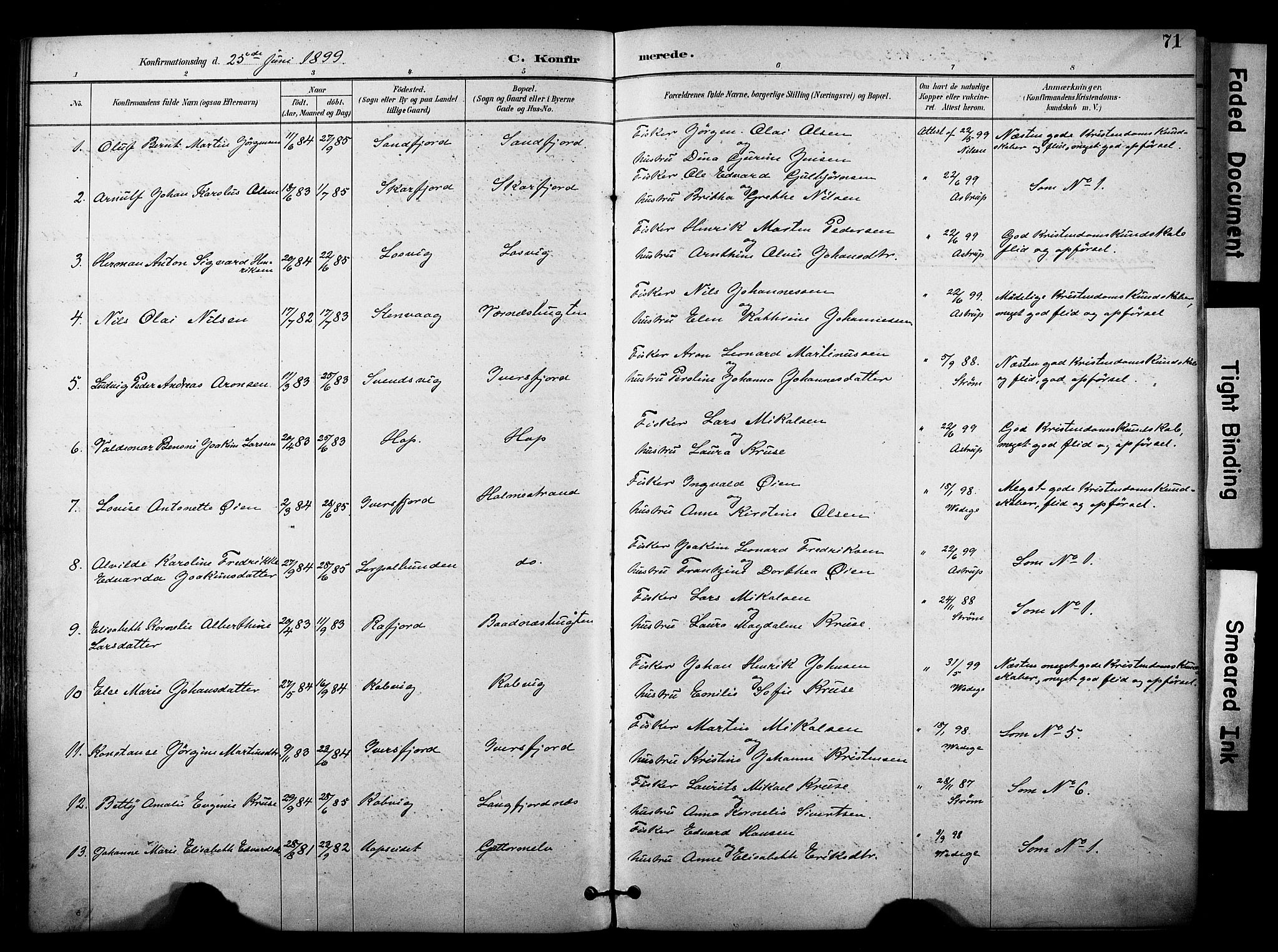 Tana sokneprestkontor, SATØ/S-1334/H/Ha/L0006kirke: Parish register (official) no. 6, 1892-1908, p. 71
