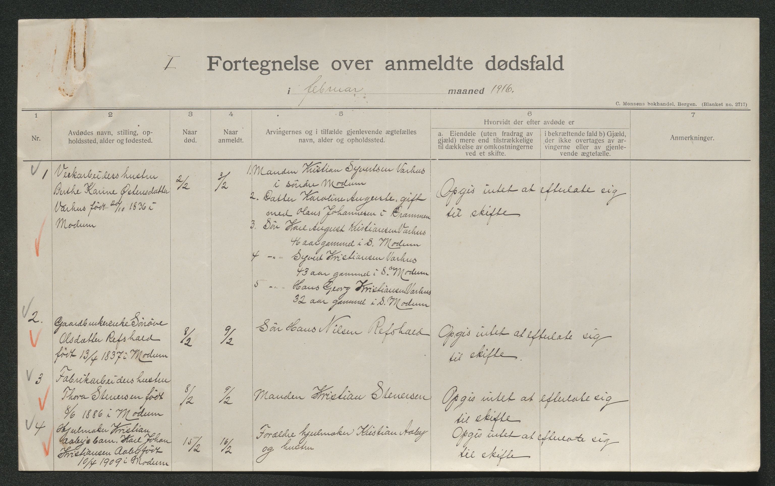 Eiker, Modum og Sigdal sorenskriveri, AV/SAKO-A-123/H/Ha/Hab/L0038: Dødsfallsmeldinger, 1916-1917, p. 399