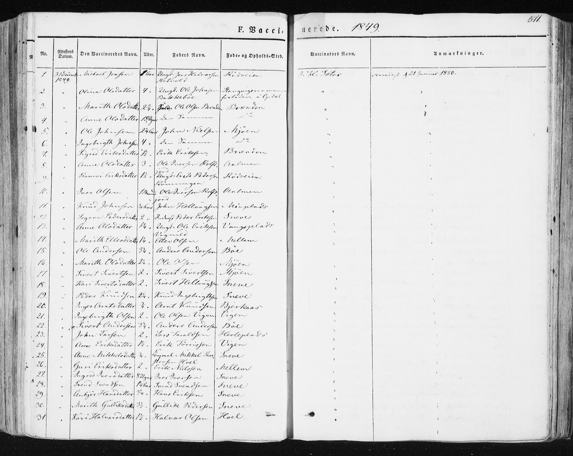 Ministerialprotokoller, klokkerbøker og fødselsregistre - Sør-Trøndelag, SAT/A-1456/678/L0899: Parish register (official) no. 678A08, 1848-1872, p. 511