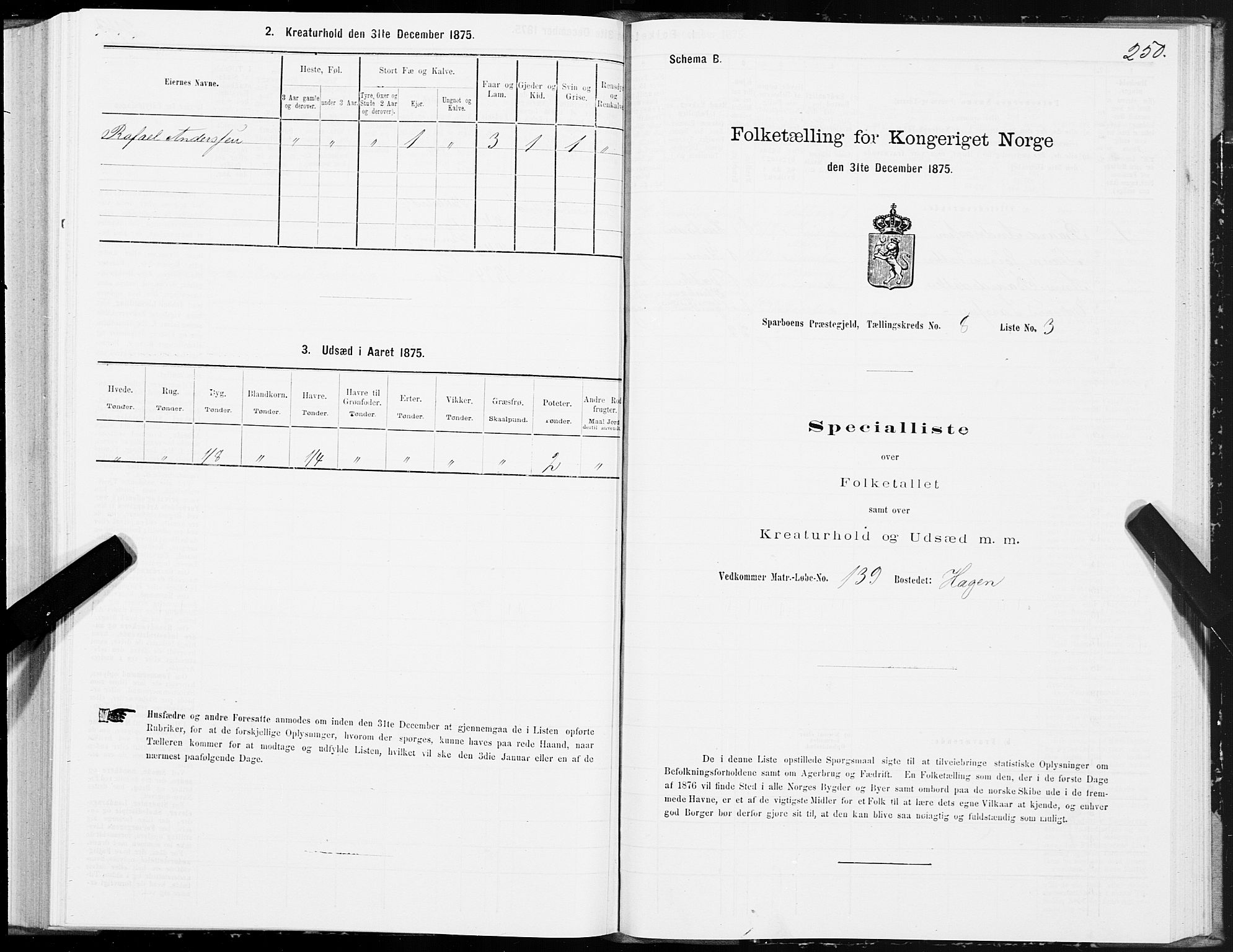 SAT, 1875 census for 1731P Sparbu, 1875, p. 3250