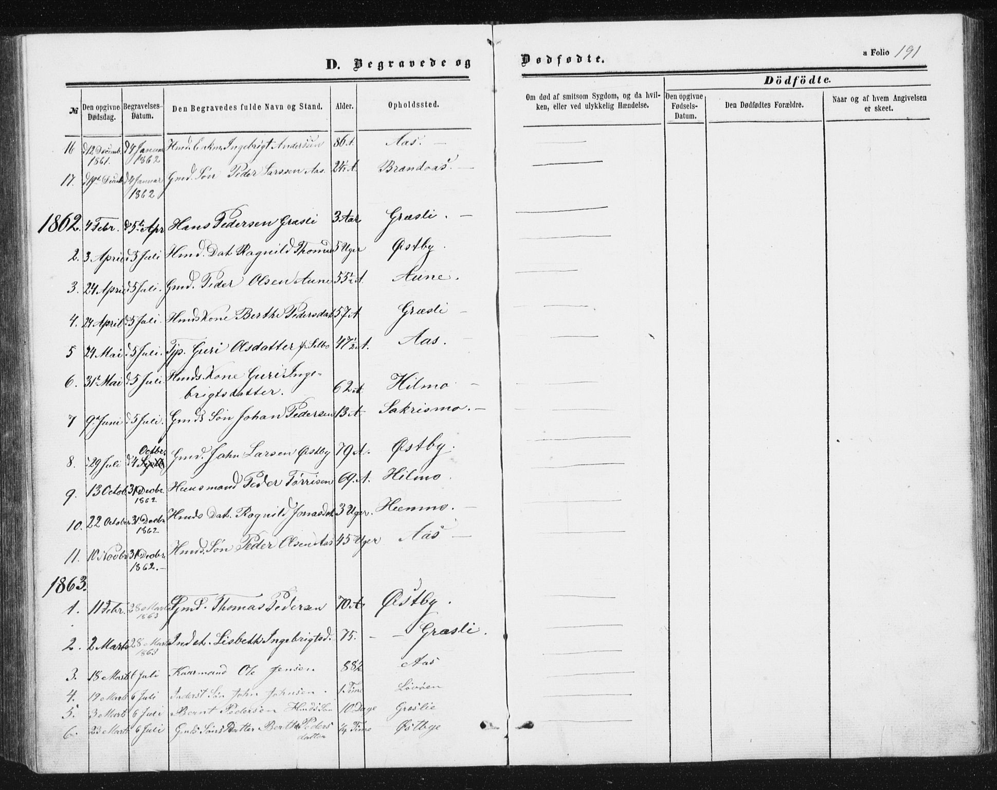 Ministerialprotokoller, klokkerbøker og fødselsregistre - Sør-Trøndelag, SAT/A-1456/698/L1166: Parish register (copy) no. 698C03, 1861-1887, p. 191
