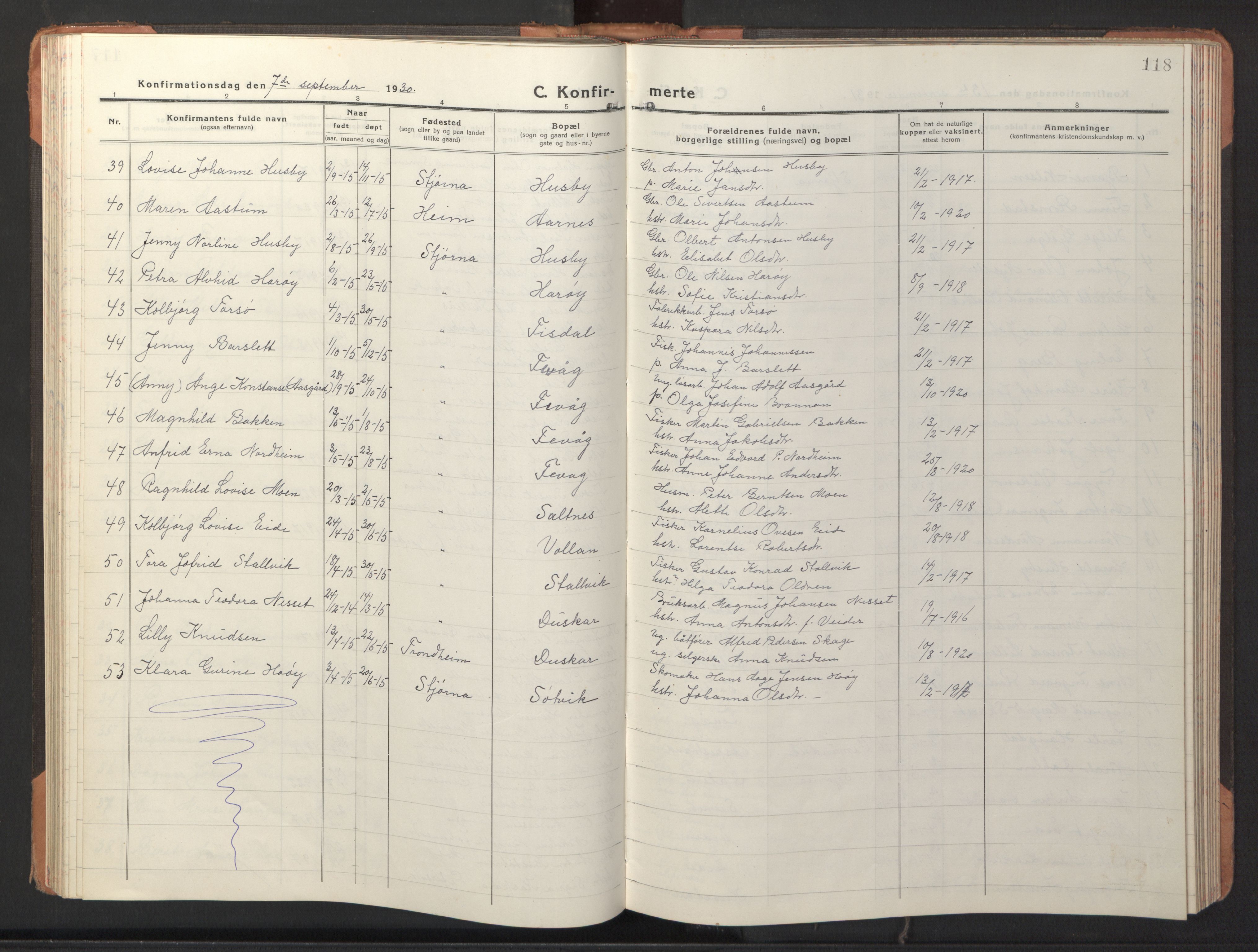 Ministerialprotokoller, klokkerbøker og fødselsregistre - Sør-Trøndelag, SAT/A-1456/653/L0658: Parish register (copy) no. 653C02, 1919-1947, p. 118