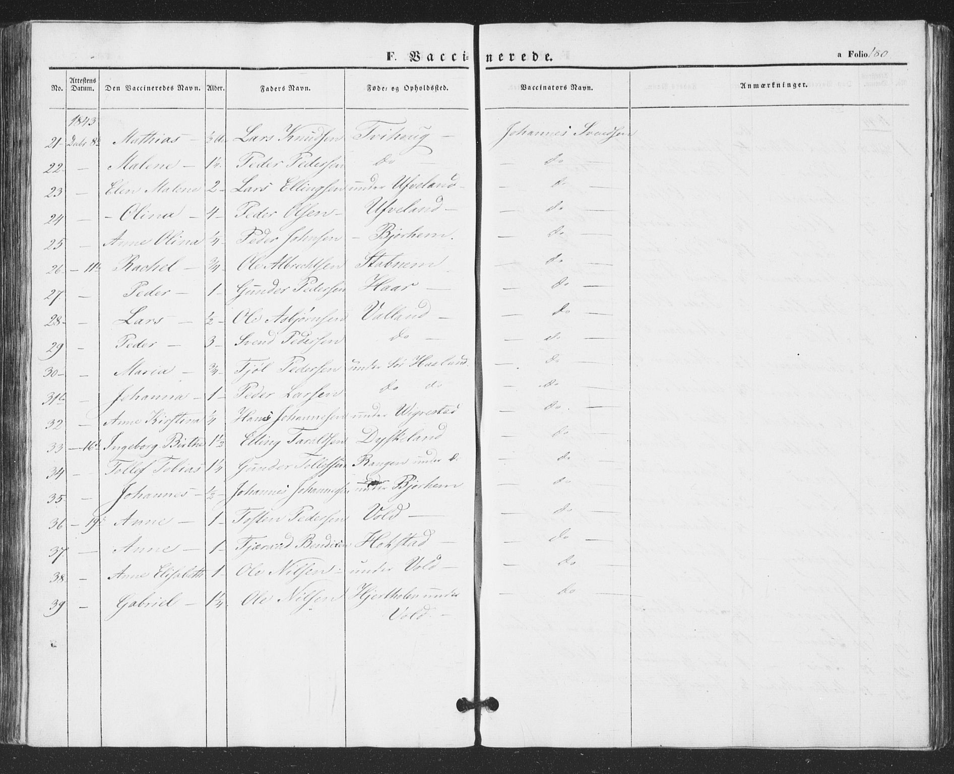 Hå sokneprestkontor, AV/SAST-A-101801/001/30BA/L0007: Parish register (official) no. A 6, 1842-1855, p. 180