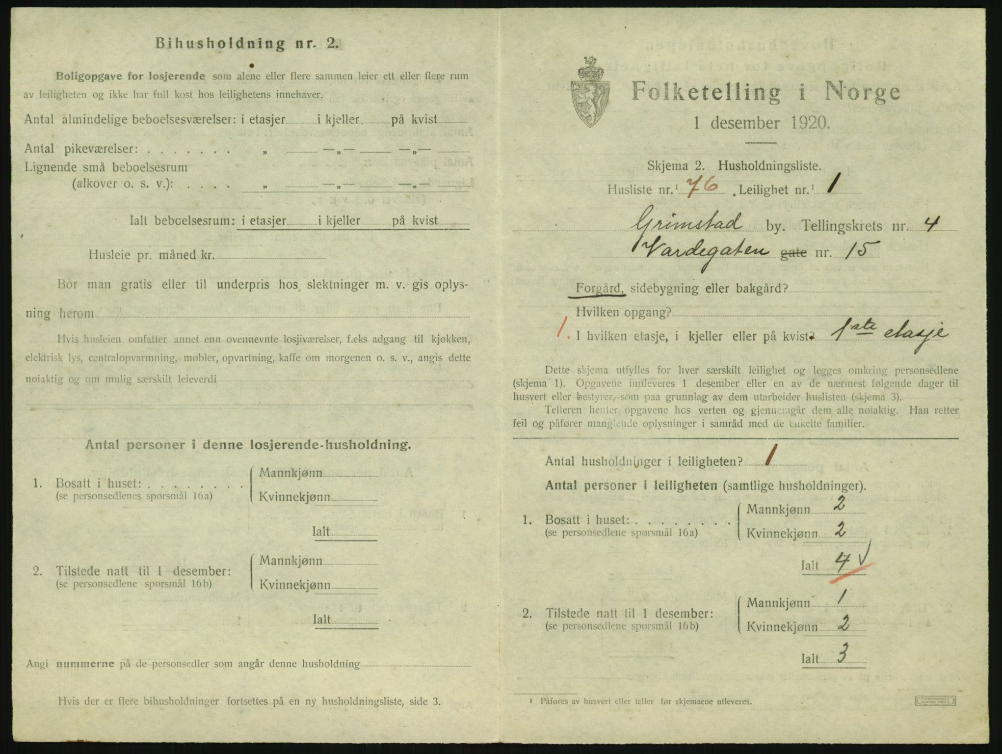 SAK, 1920 census for Grimstad, 1920, p. 2049