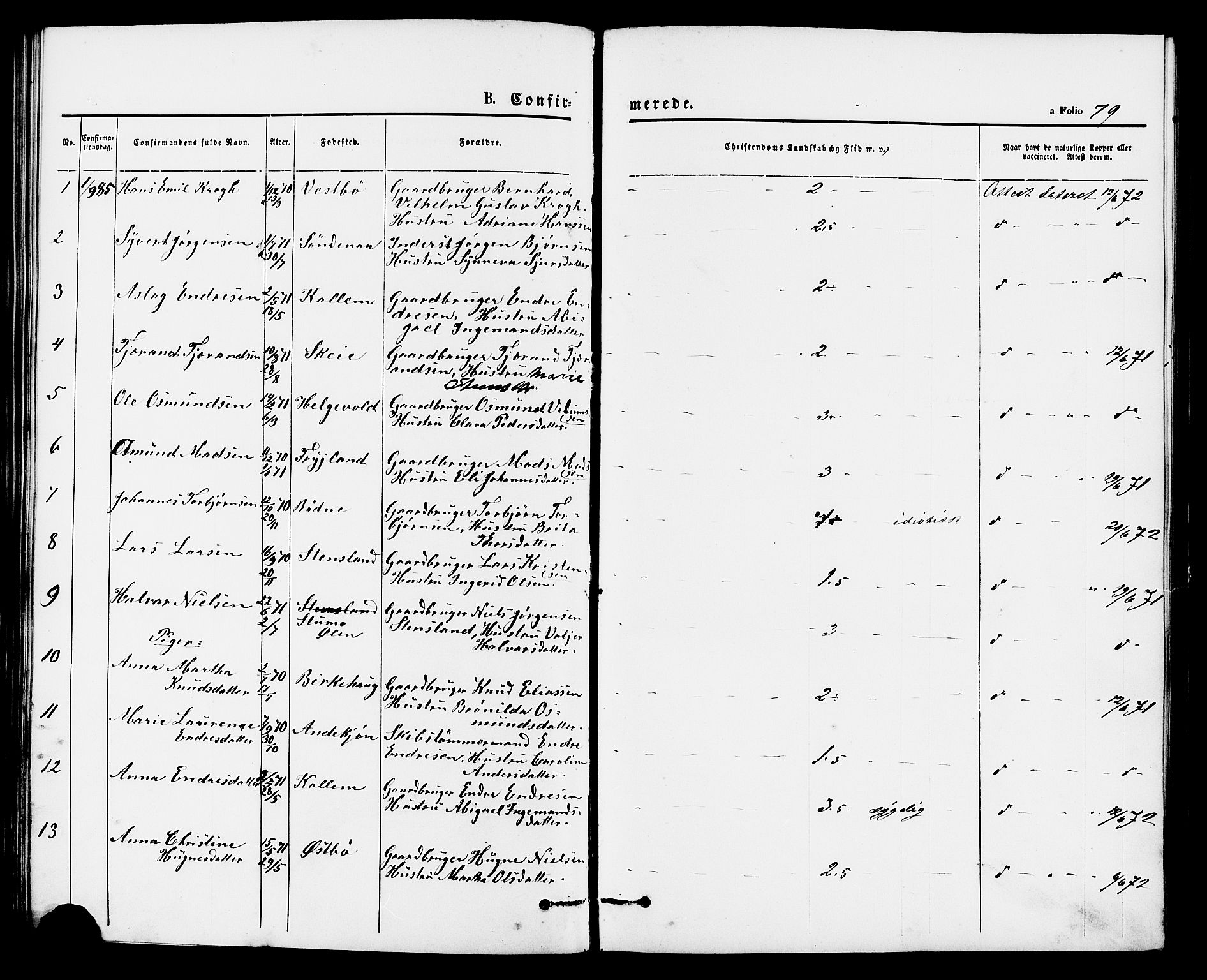 Vikedal sokneprestkontor, AV/SAST-A-101840/01/IV: Parish register (official) no. A 8, 1868-1885, p. 79