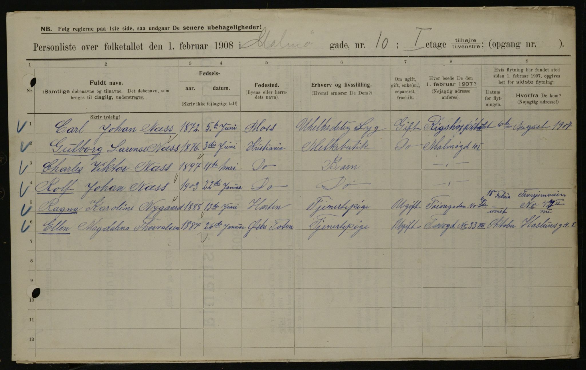 OBA, Municipal Census 1908 for Kristiania, 1908, p. 53821