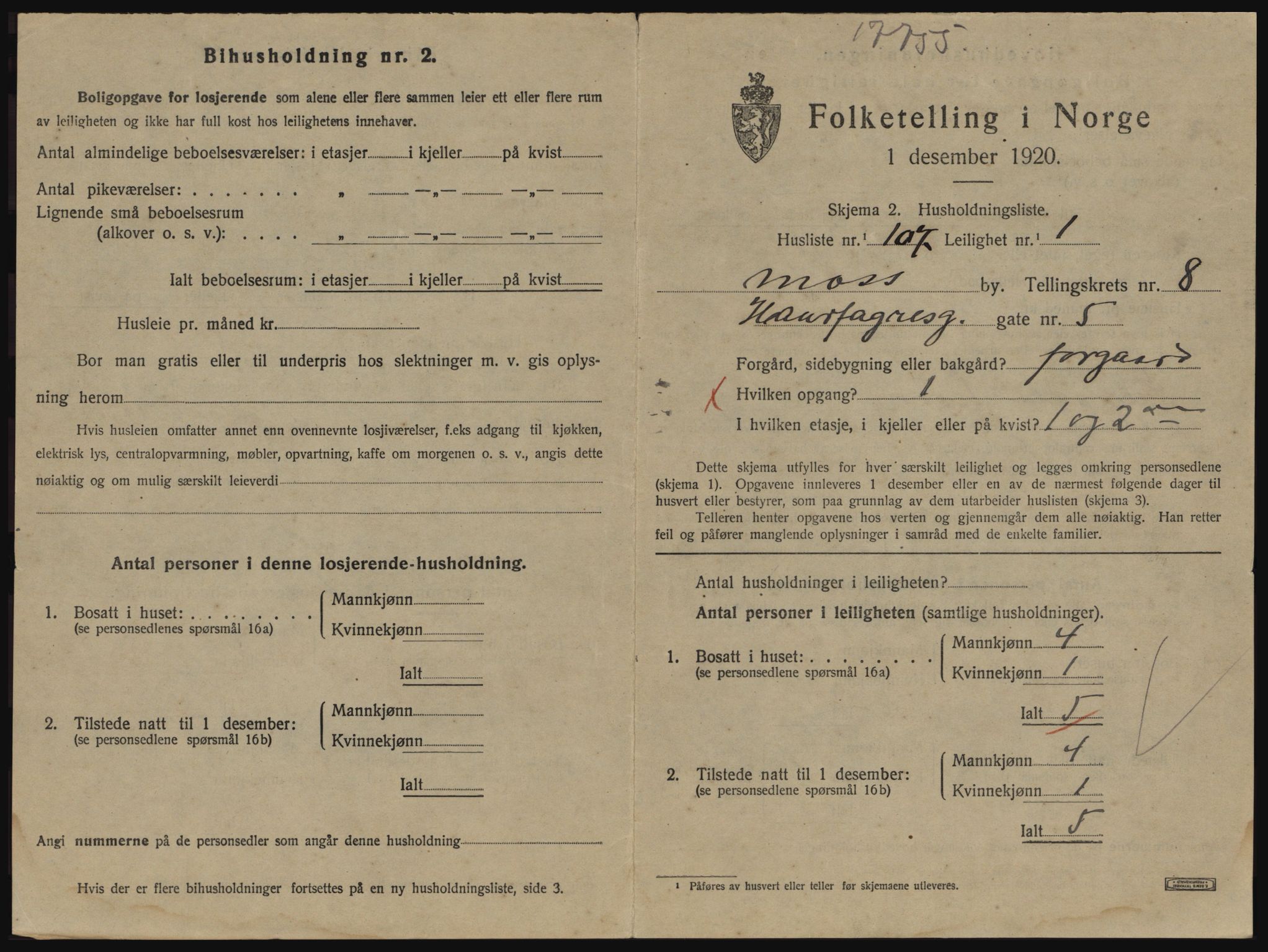 SAO, 1920 census for Moss, 1920, p. 6257