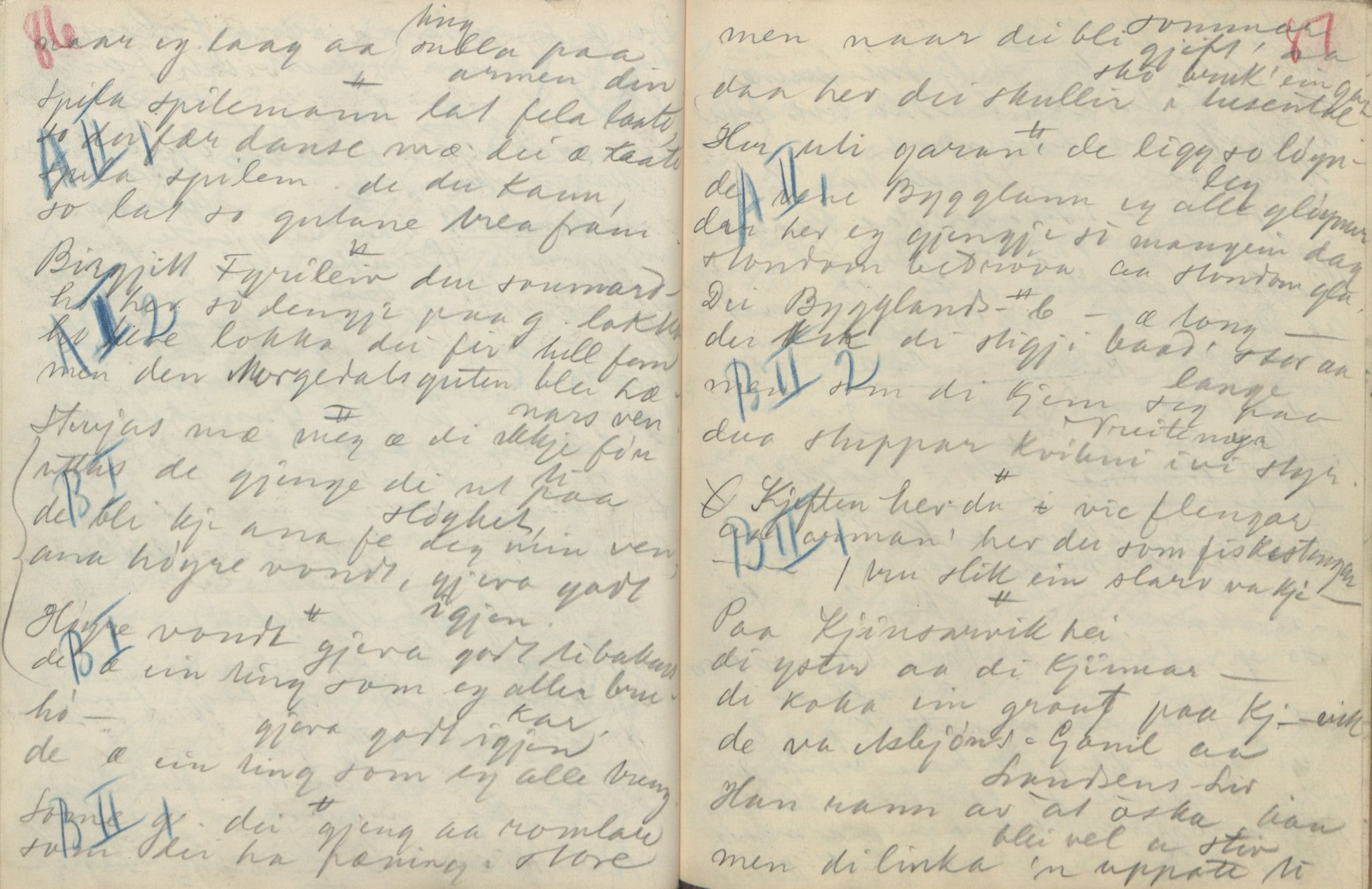 Rikard Berge, TEMU/TGM-A-1003/F/L0004/0002/0004: 101-159 / 102-105 Ymse oppskrifter. Dalane. Gotuholt: loft, klæsask m.m., 1907, p. 86-87