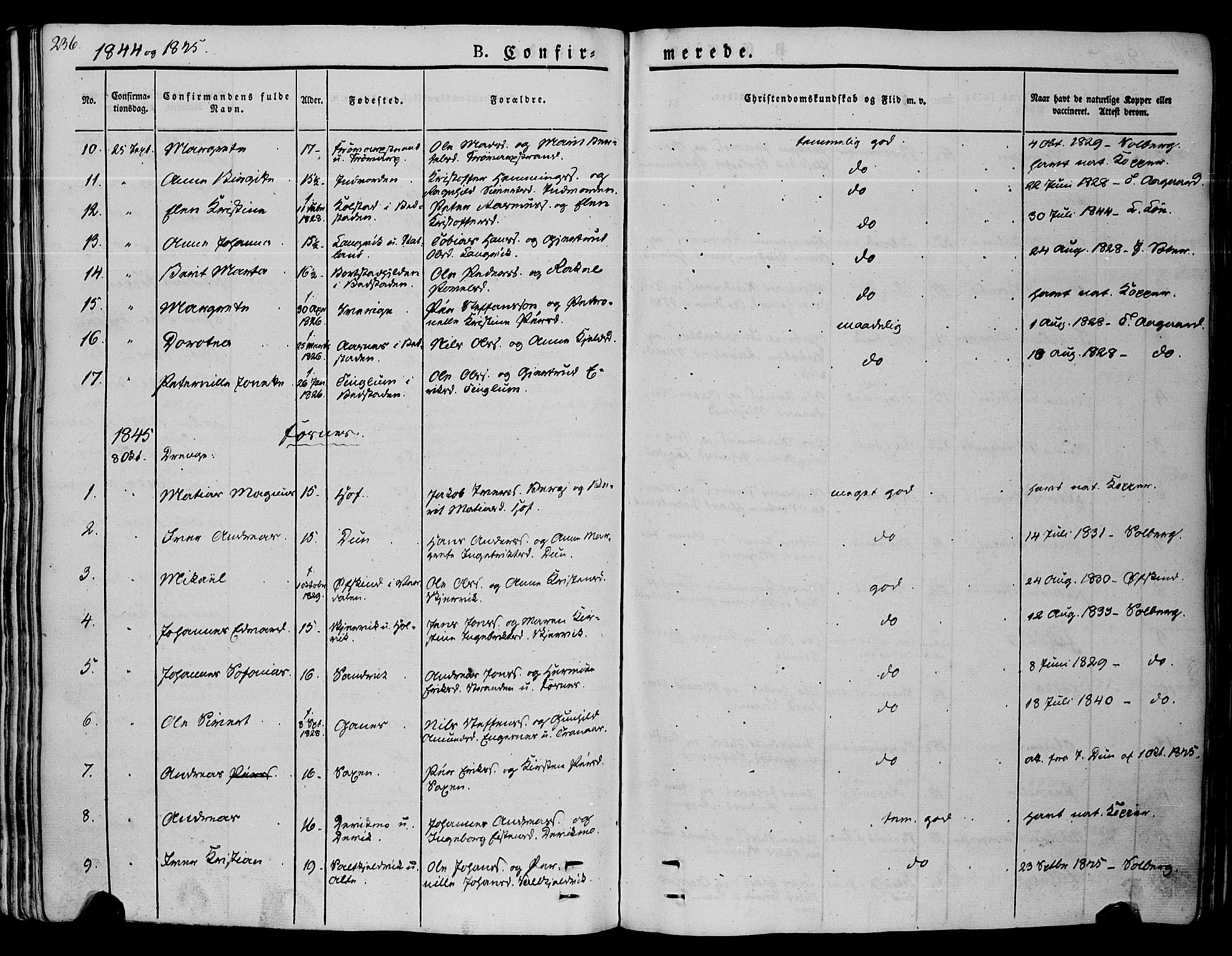 Ministerialprotokoller, klokkerbøker og fødselsregistre - Nord-Trøndelag, SAT/A-1458/773/L0614: Parish register (official) no. 773A05, 1831-1856, p. 236