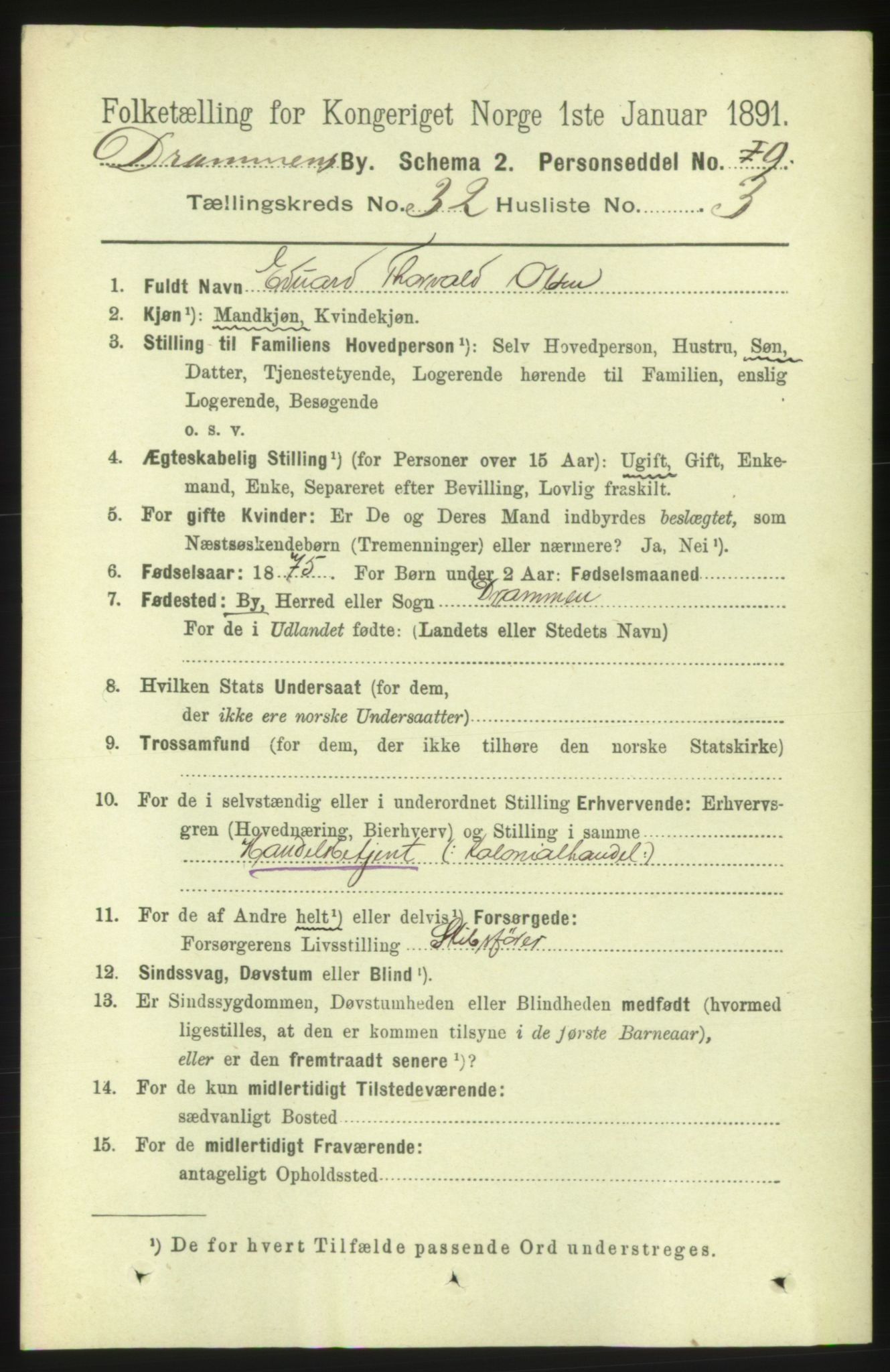 RA, 1891 census for 0602 Drammen, 1891, p. 19295