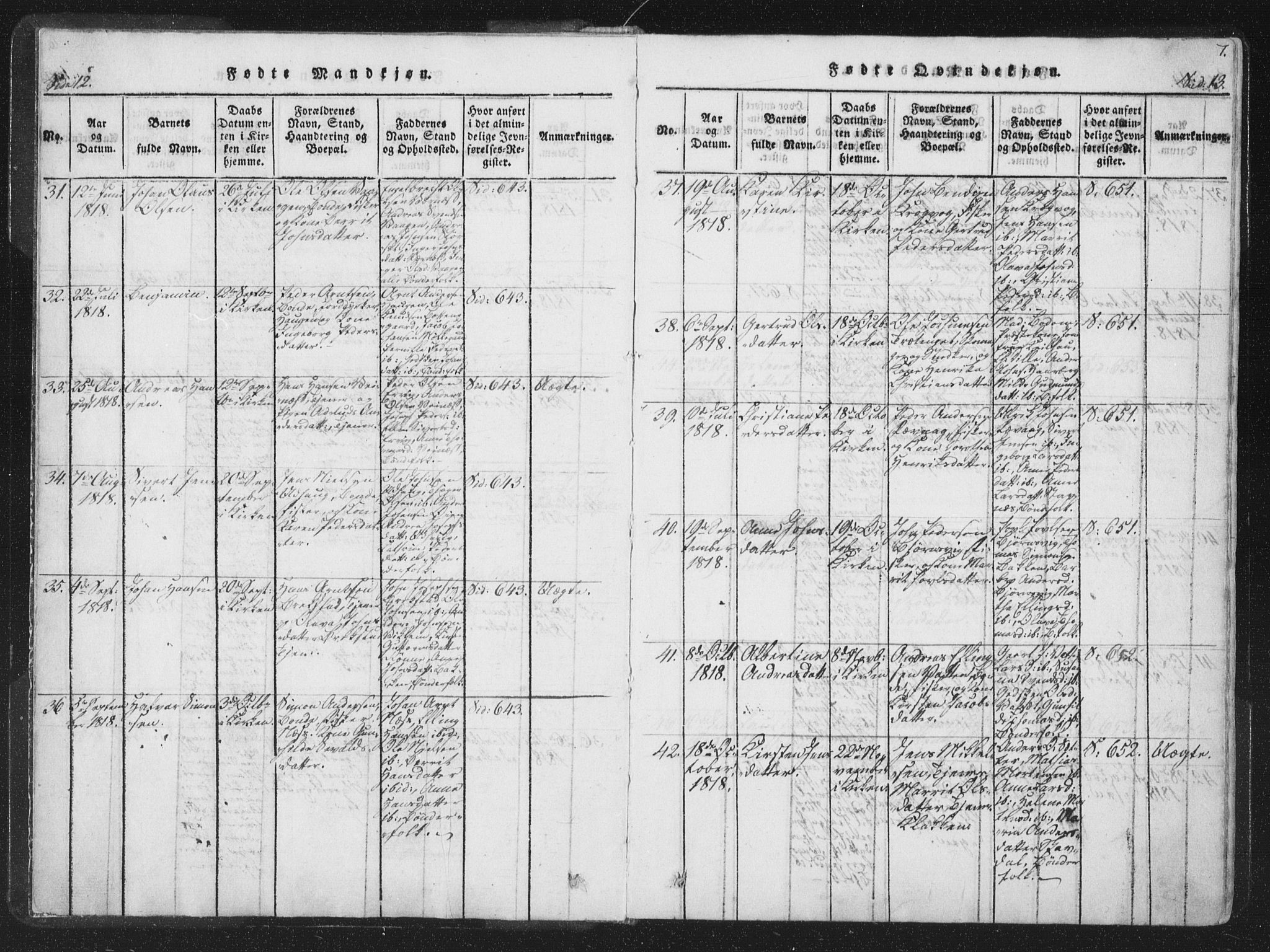 Ministerialprotokoller, klokkerbøker og fødselsregistre - Sør-Trøndelag, SAT/A-1456/659/L0734: Parish register (official) no. 659A04, 1818-1825, p. 12-13