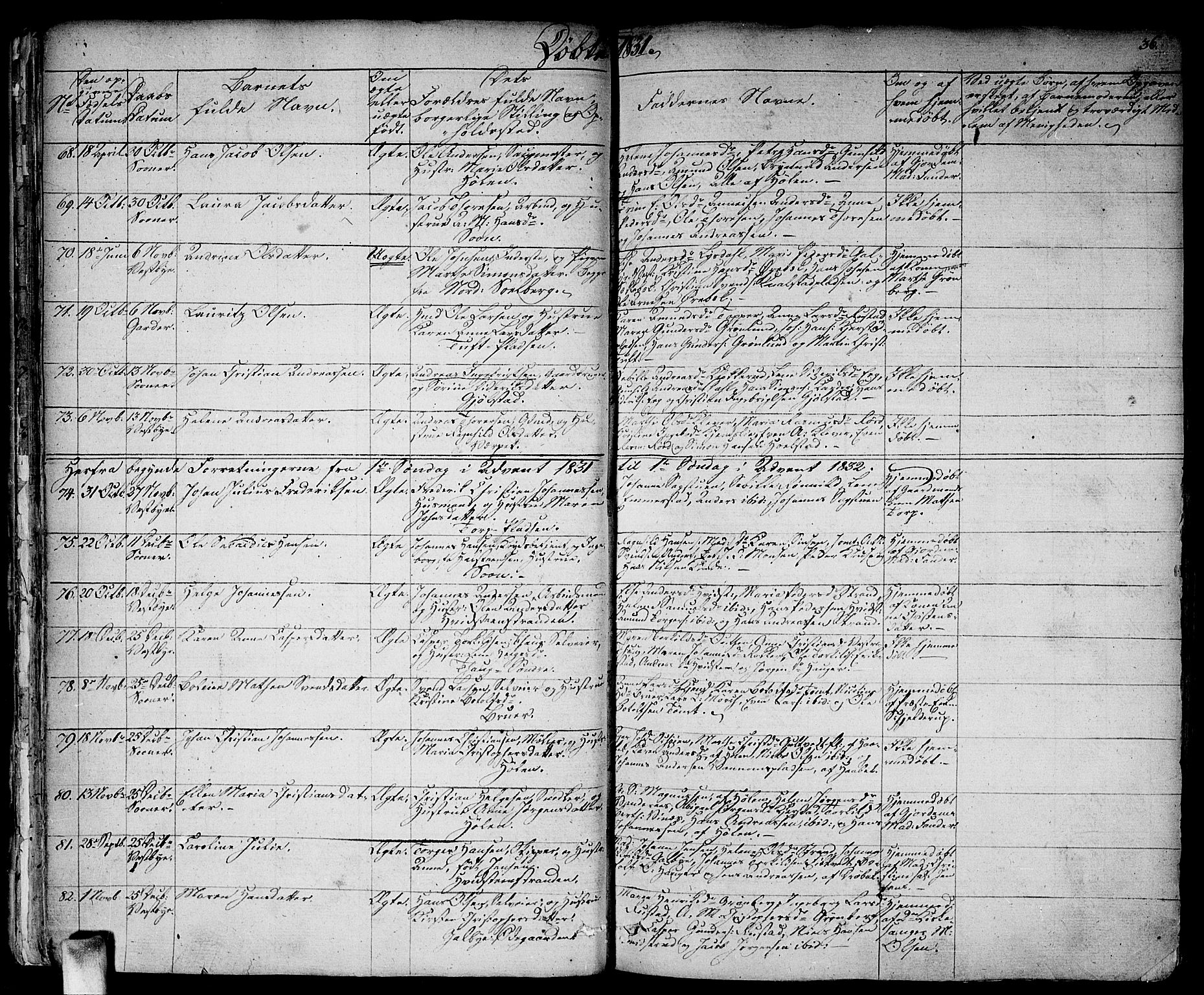 Vestby prestekontor Kirkebøker, SAO/A-10893/F/Fa/L0006: Parish register (official) no. I 6, 1827-1849, p. 36