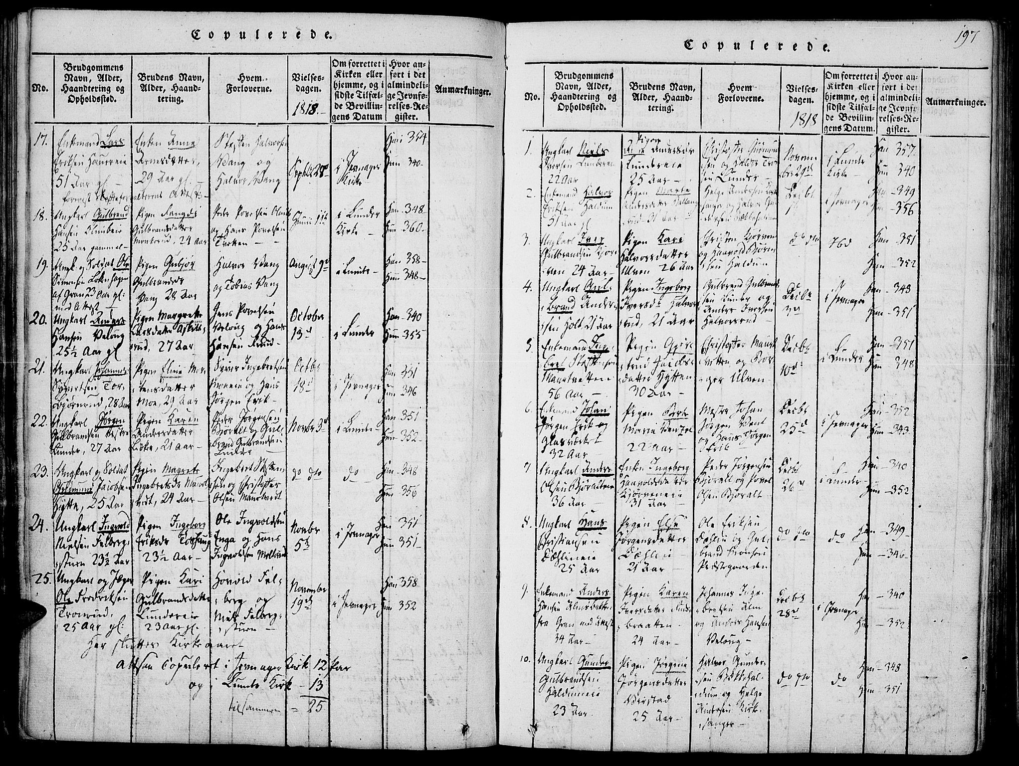 Jevnaker prestekontor, SAH/PREST-116/H/Ha/Haa/L0005: Parish register (official) no. 5, 1815-1837, p. 197