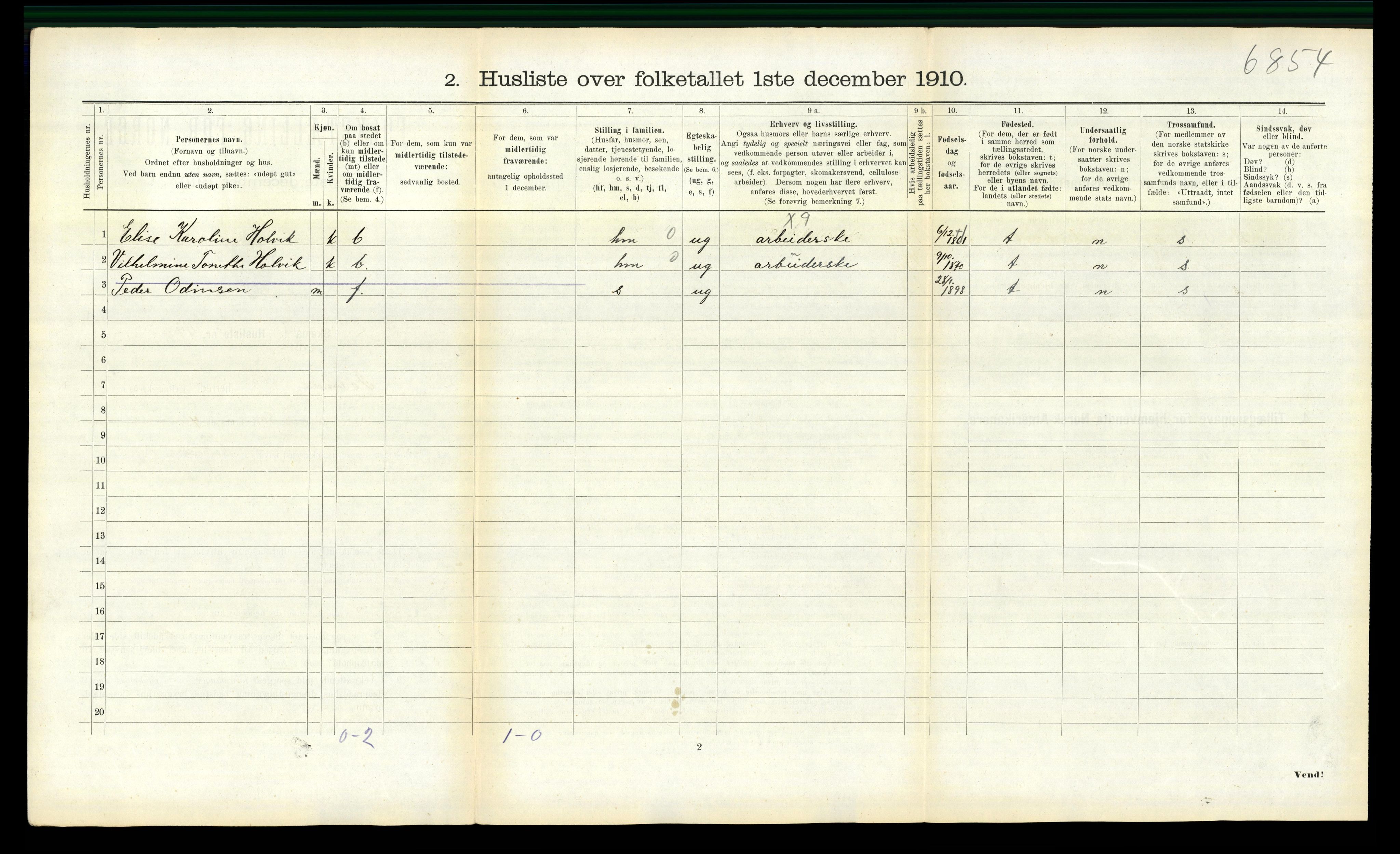 RA, 1910 census for Fosnes, 1910, p. 256