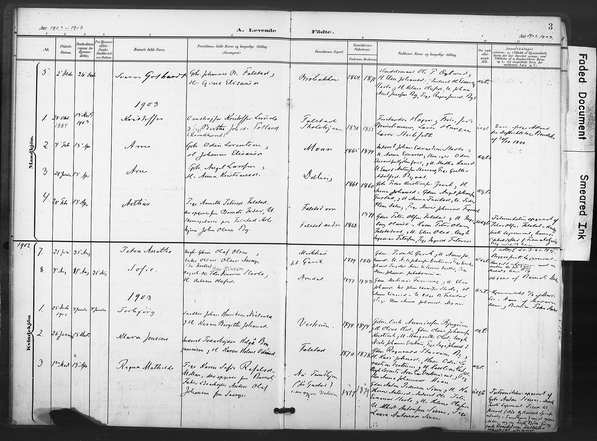 Ministerialprotokoller, klokkerbøker og fødselsregistre - Nord-Trøndelag, AV/SAT-A-1458/719/L0179: Parish register (official) no. 719A02, 1901-1923, p. 3
