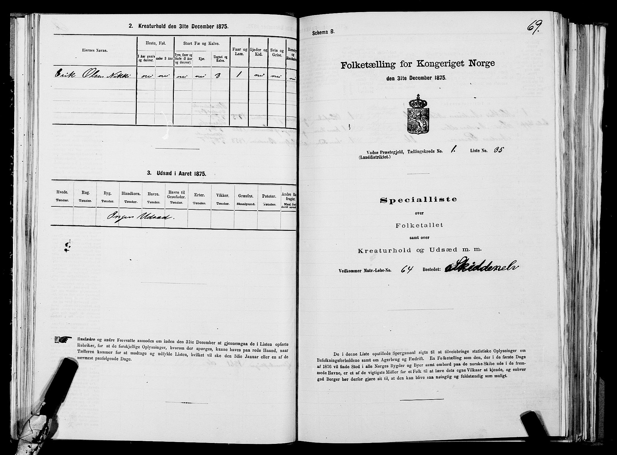 SATØ, 1875 census for 2029L Vadsø/Vadsø, 1875, p. 1069