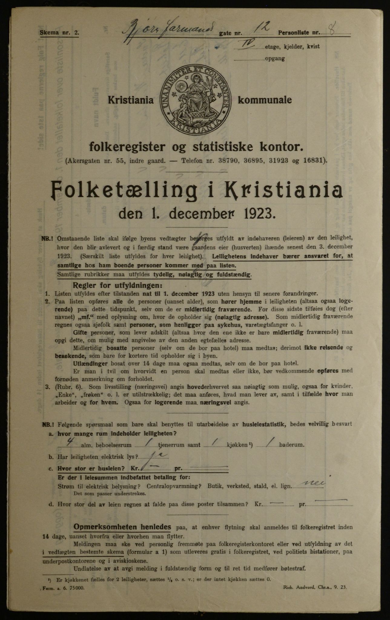 OBA, Municipal Census 1923 for Kristiania, 1923, p. 7735