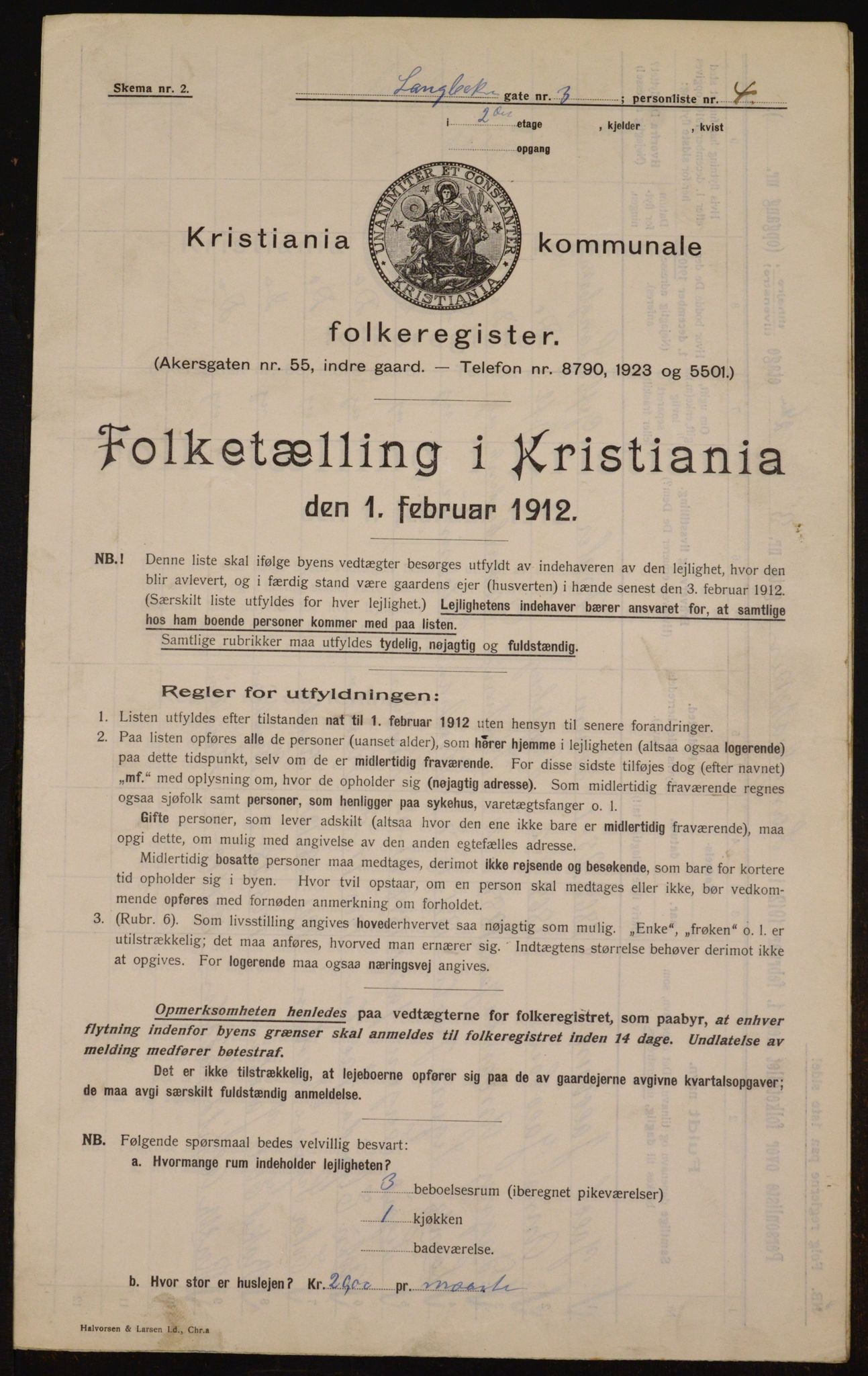 OBA, Municipal Census 1912 for Kristiania, 1912, p. 56615