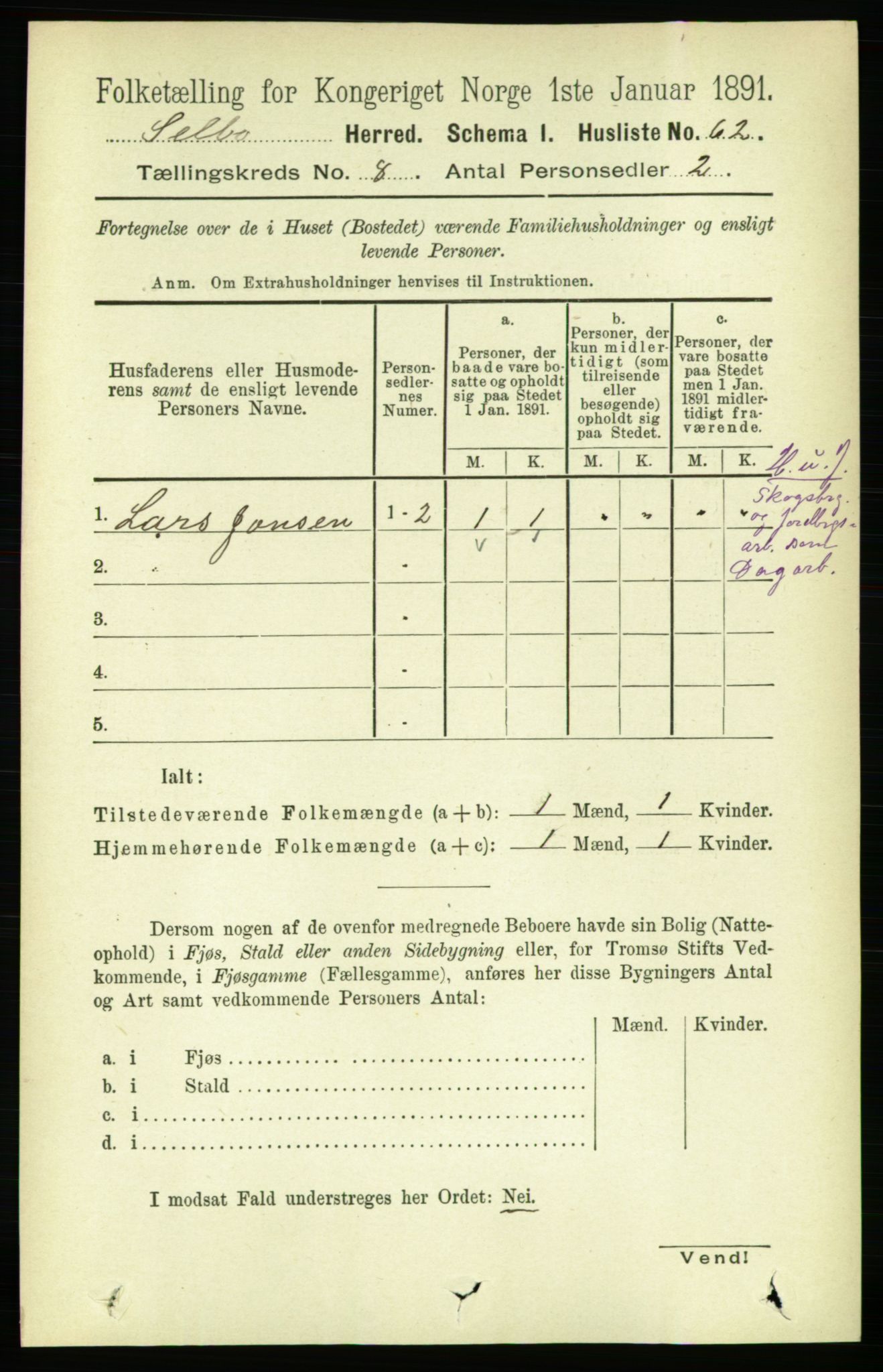 RA, 1891 census for 1664 Selbu, 1891, p. 2906