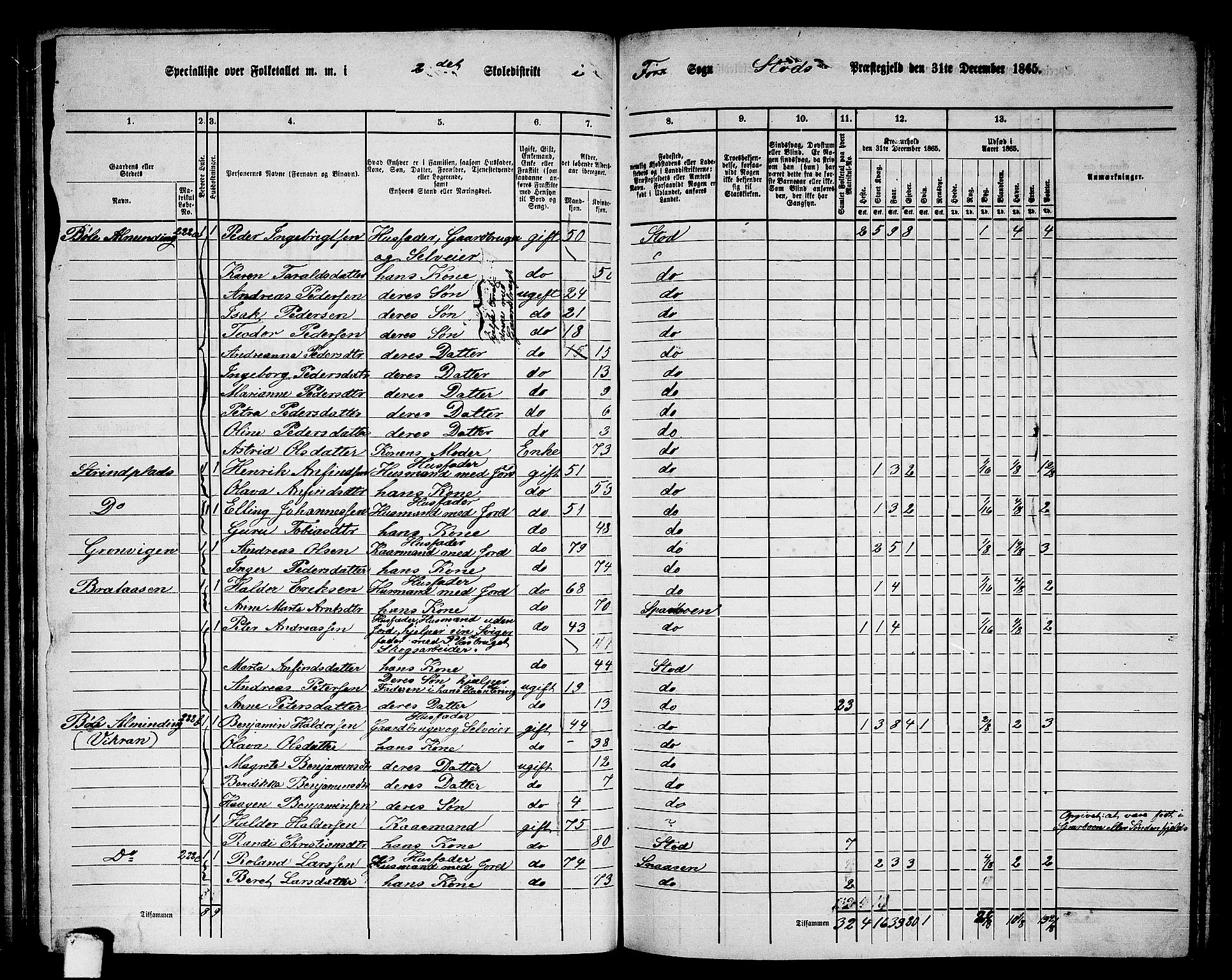 RA, 1865 census for Stod, 1865, p. 85