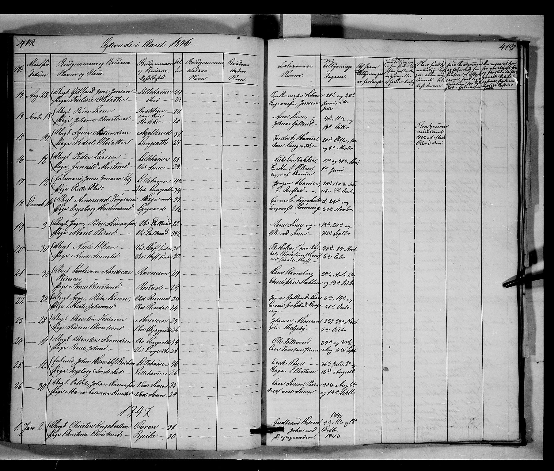 Fåberg prestekontor, SAH/PREST-086/H/Ha/Hab/L0006: Parish register (copy) no. 6, 1837-1855, p. 412-413