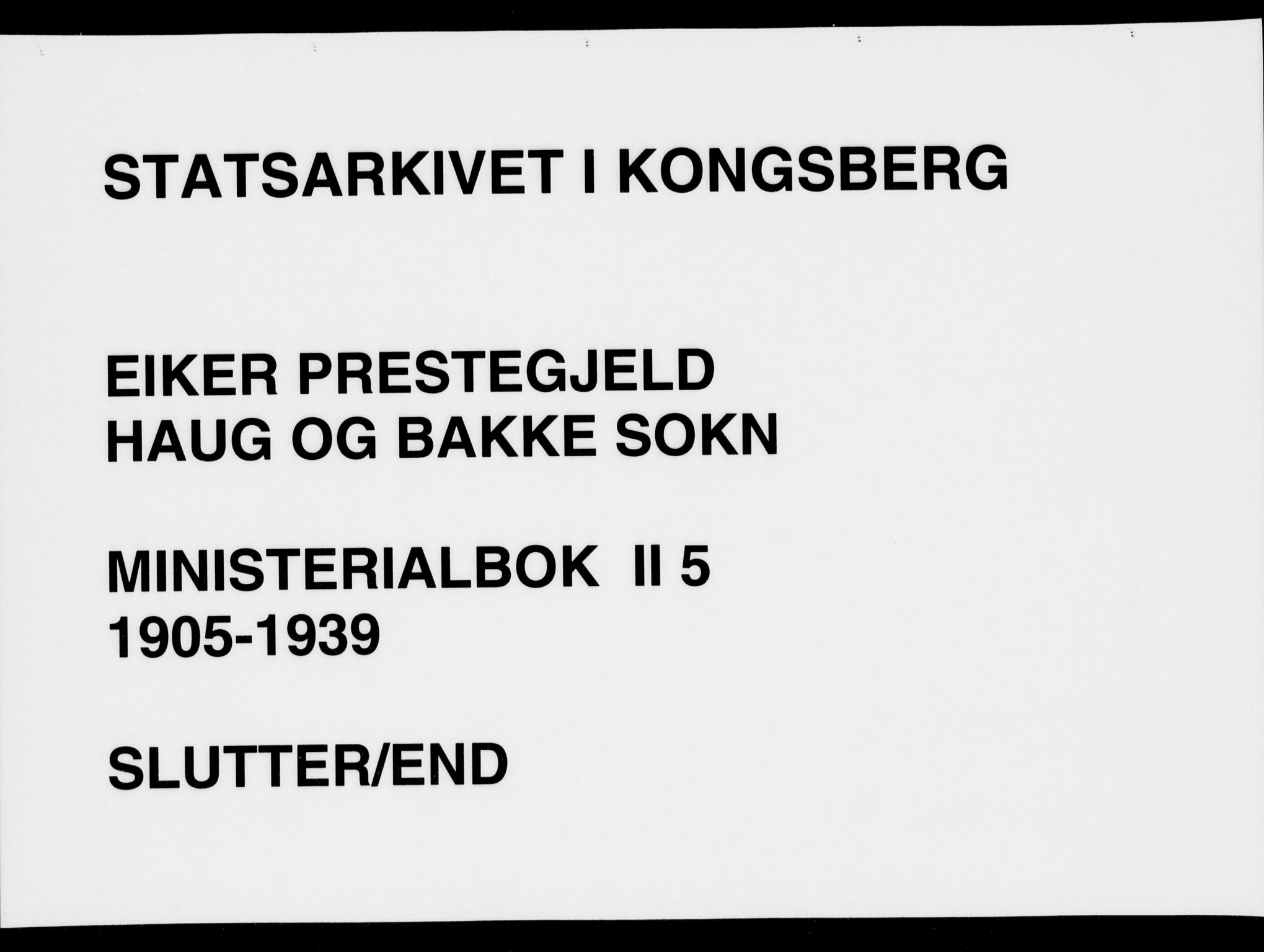 Eiker kirkebøker, AV/SAKO-A-4/F/Fb/L0005: Parish register (official) no. II 5, 1905-1939