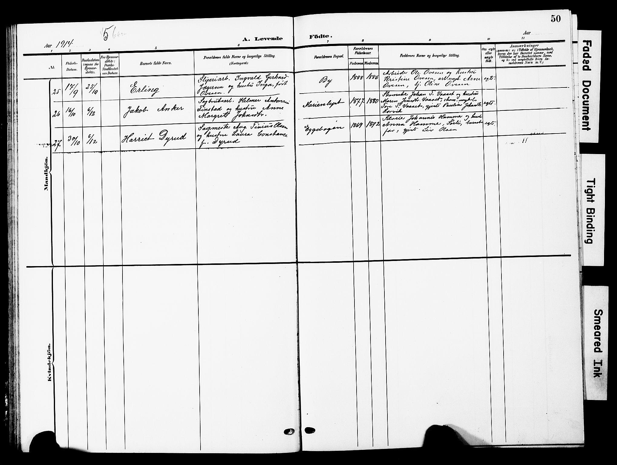 Ministerialprotokoller, klokkerbøker og fødselsregistre - Nord-Trøndelag, SAT/A-1458/740/L0381: Parish register (copy) no. 740C02, 1903-1914, p. 50