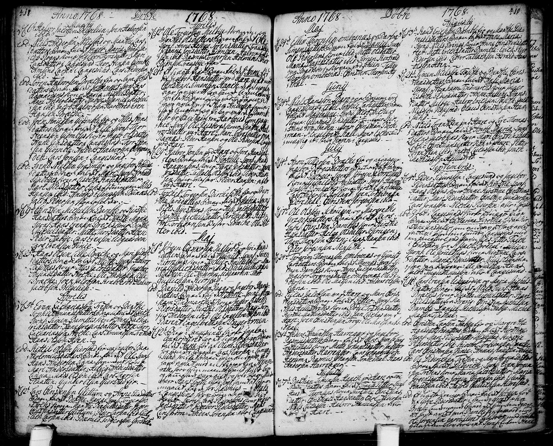 Bamble kirkebøker, SAKO/A-253/F/Fa/L0001: Parish register (official) no. I 1, 1702-1774, p. 418-419