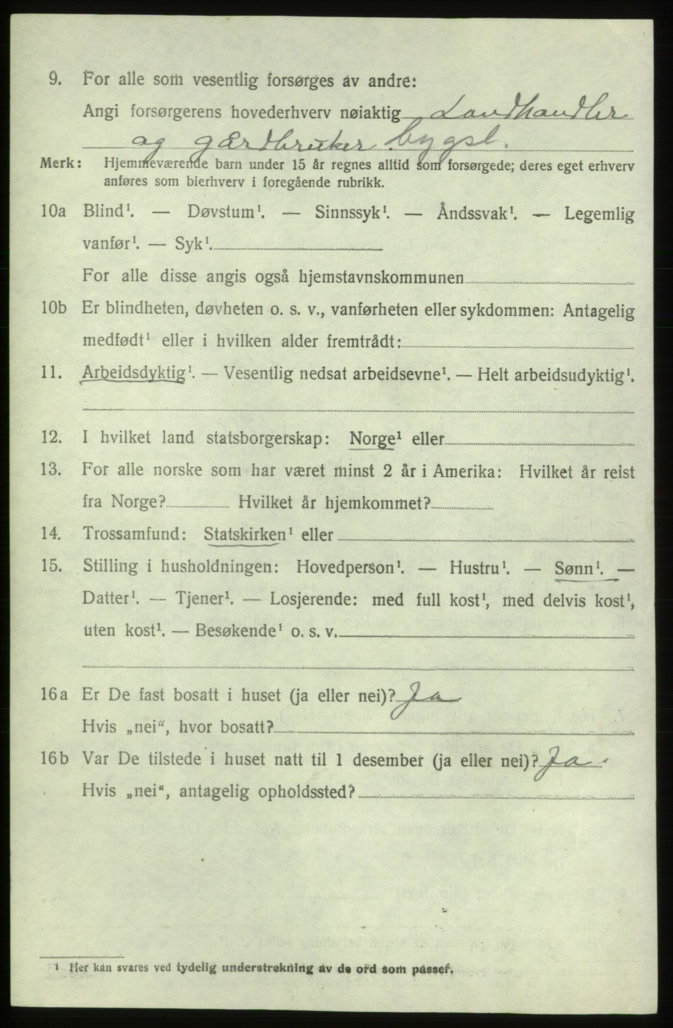 SAB, 1920 census for Fitjar, 1920, p. 5729