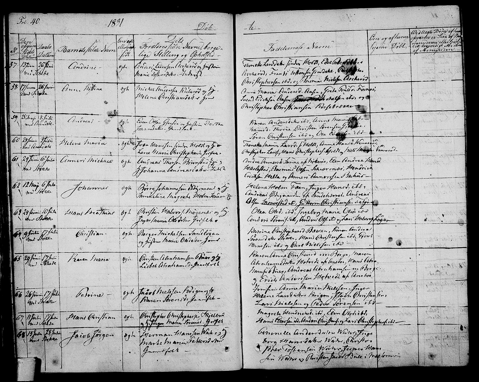 Stokke kirkebøker, AV/SAKO-A-320/F/Fa/L0006: Parish register (official) no. I 6, 1826-1843, p. 40