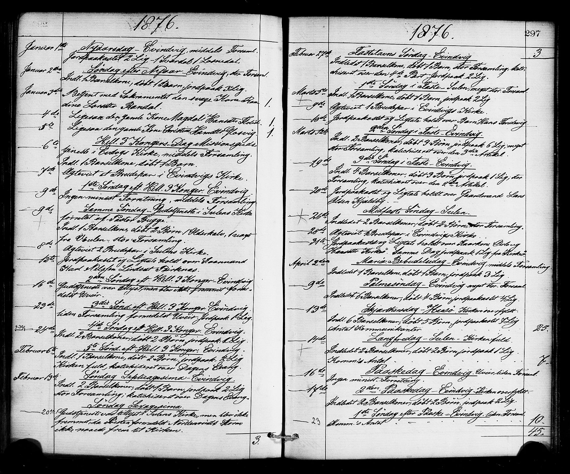 Gulen sokneprestembete, SAB/A-80201/H/Haa/Haaa/L0023: Parish register (official) no. A 23, 1870-1880, p. 297