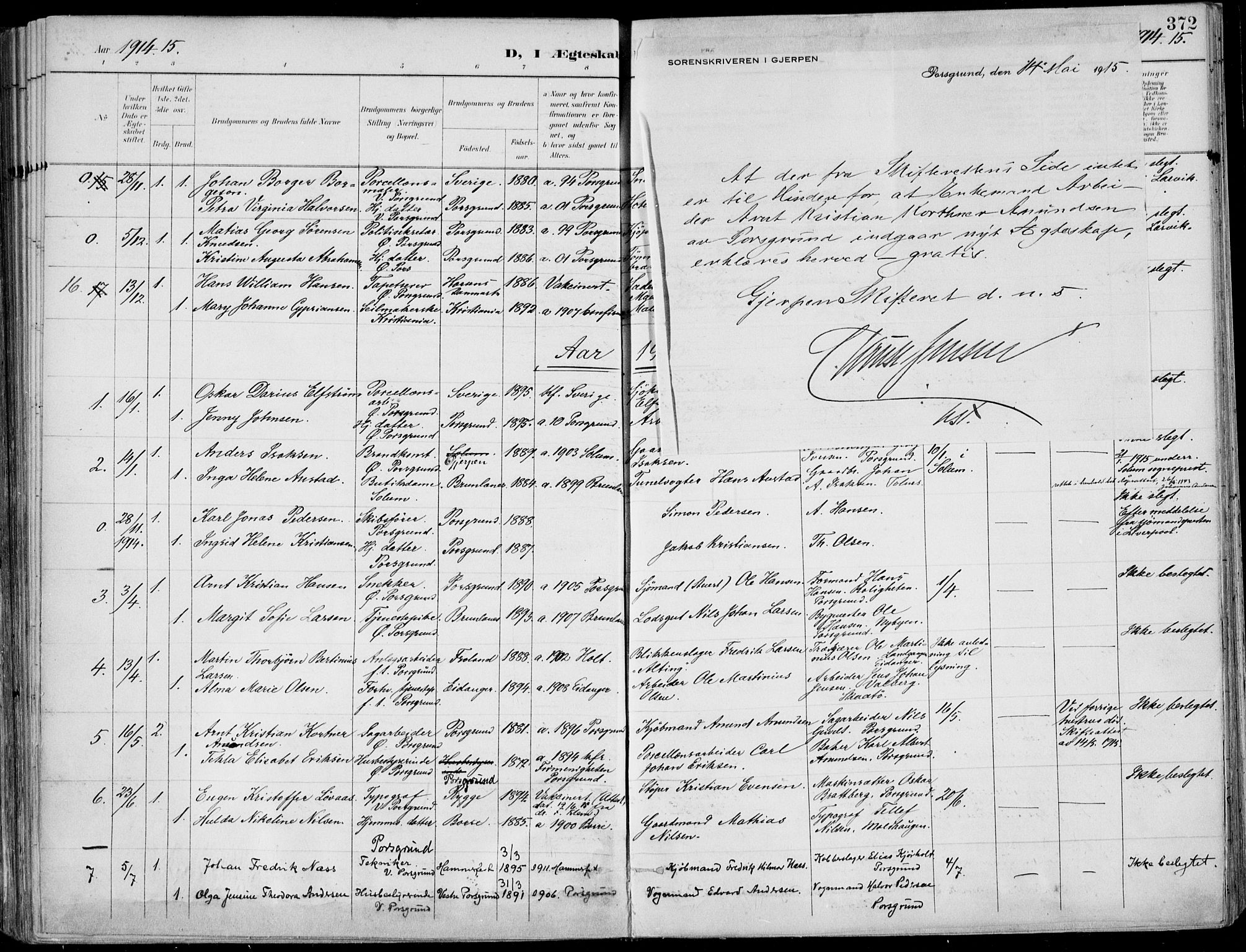 Porsgrunn kirkebøker , SAKO/A-104/F/Fa/L0011: Parish register (official) no. 11, 1895-1919, p. 372