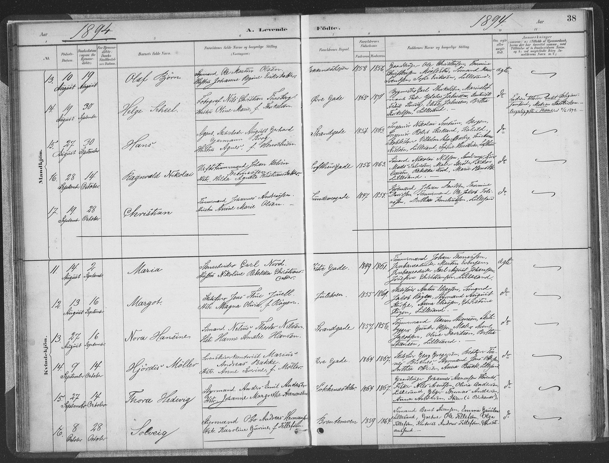 Vestre Moland sokneprestkontor, AV/SAK-1111-0046/F/Fa/Faa/L0001: Parish register (official) no. A 1, 1884-1899, p. 39