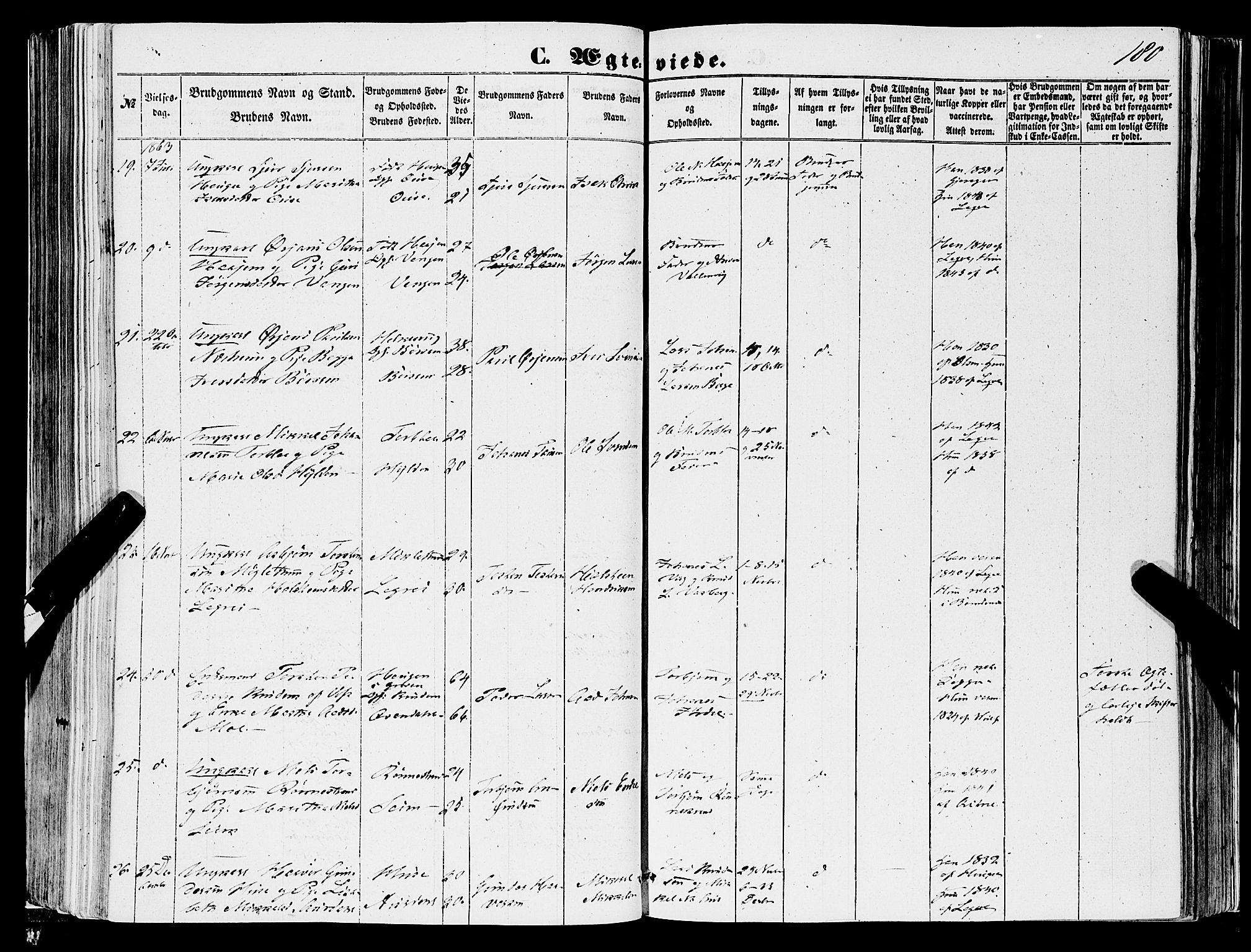 Ulvik sokneprestembete, SAB/A-78801/H/Haa: Parish register (official) no. A 13, 1853-1863, p. 180