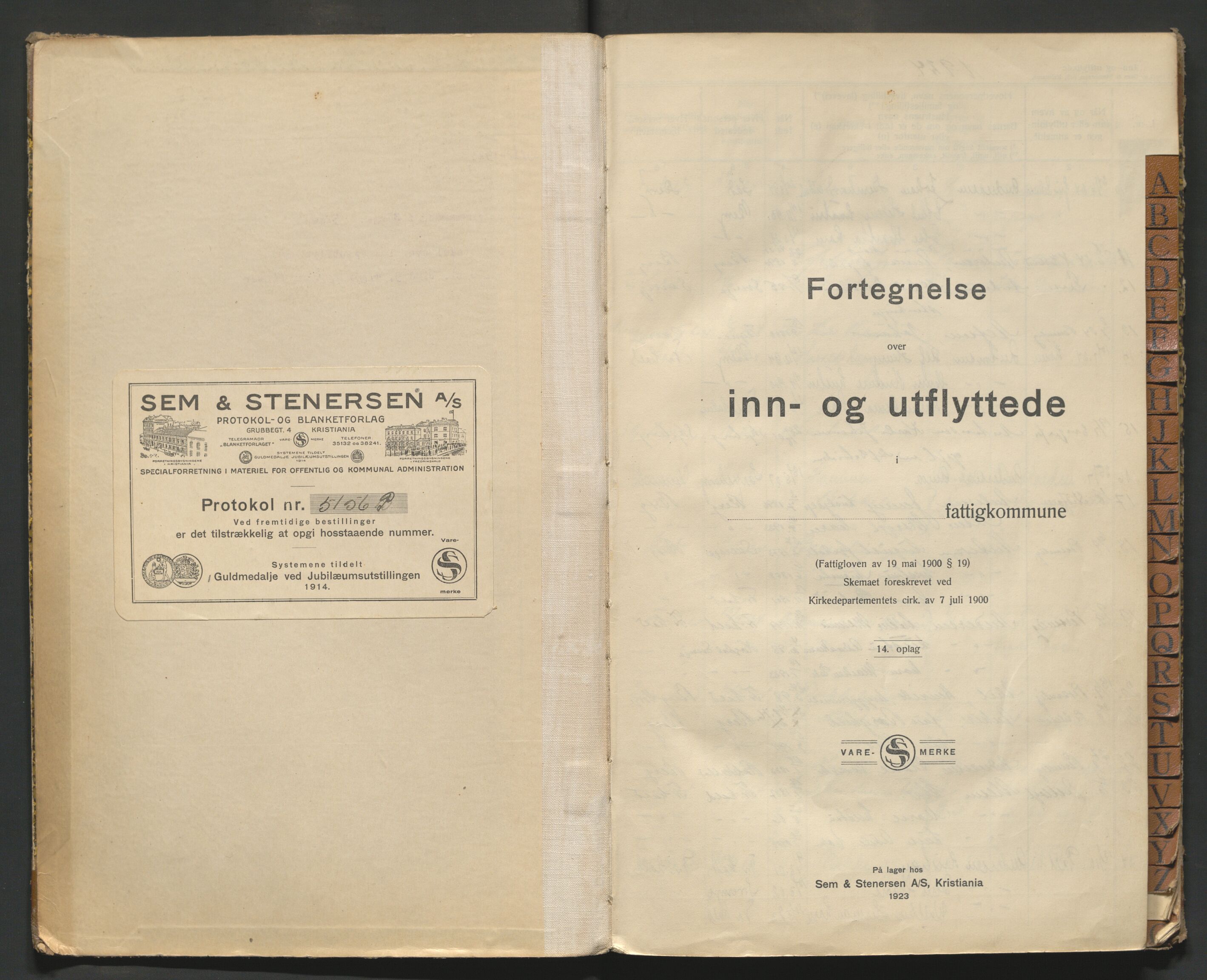 Berg lensmannskontor, AV/SAO-A-10263/I/Ia/L0006: Flytteprotokoll, 1924-1927
