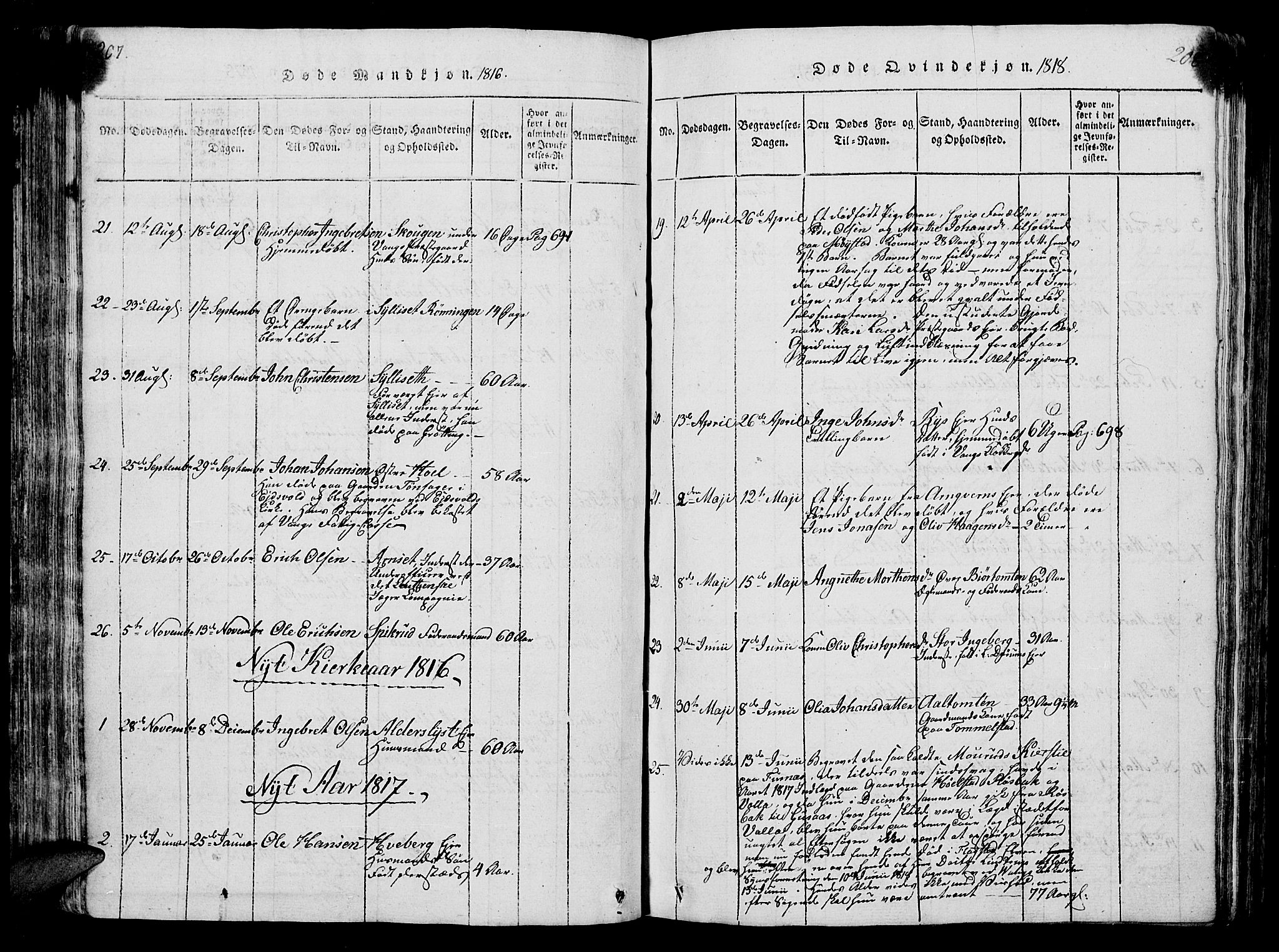 Vang prestekontor, Hedmark, AV/SAH-PREST-008/H/Ha/Hab/L0004: Parish register (copy) no. 4, 1813-1827, p. 207-208