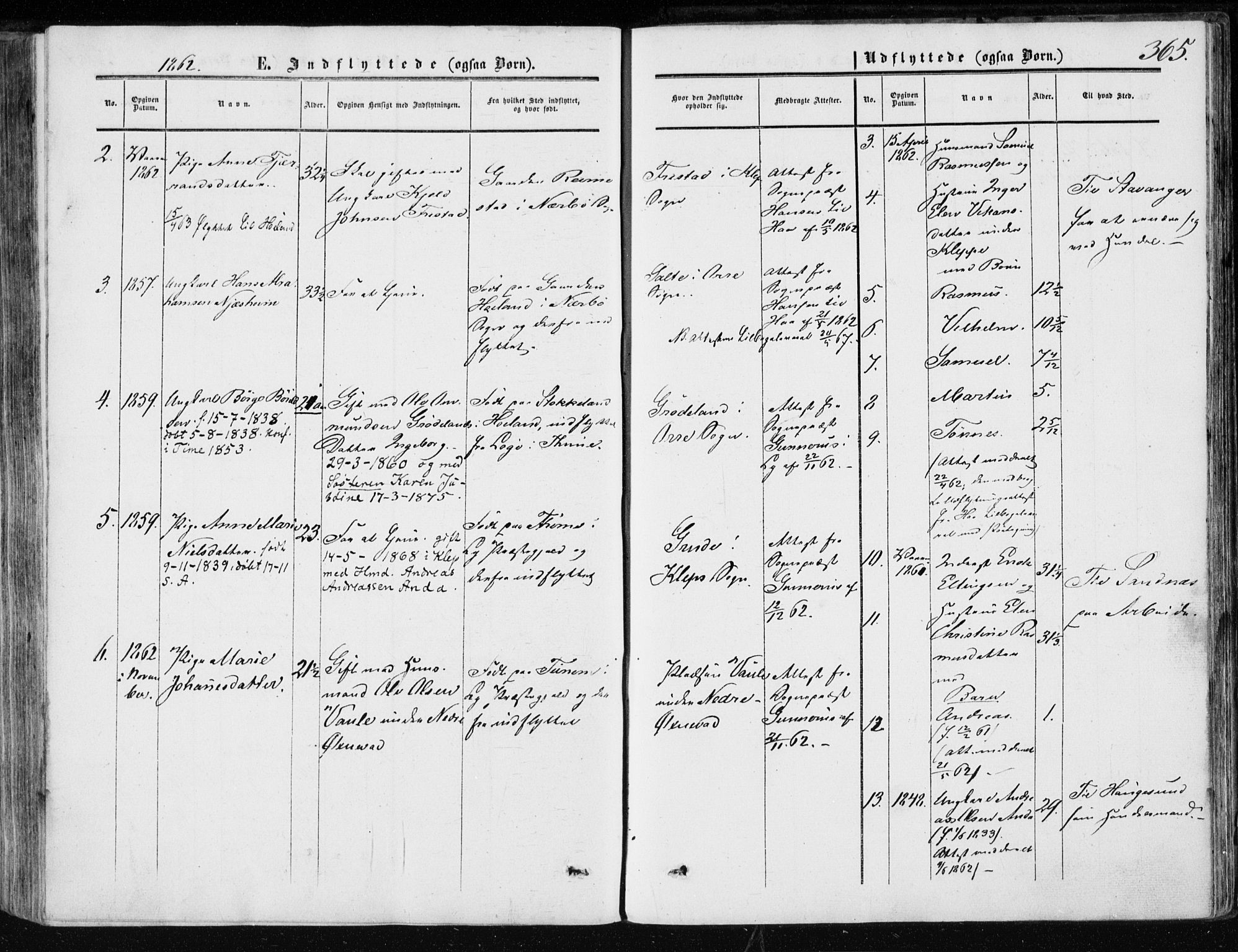 Klepp sokneprestkontor, AV/SAST-A-101803/001/3/30BA/L0005: Parish register (official) no. A 5, 1853-1870, p. 365