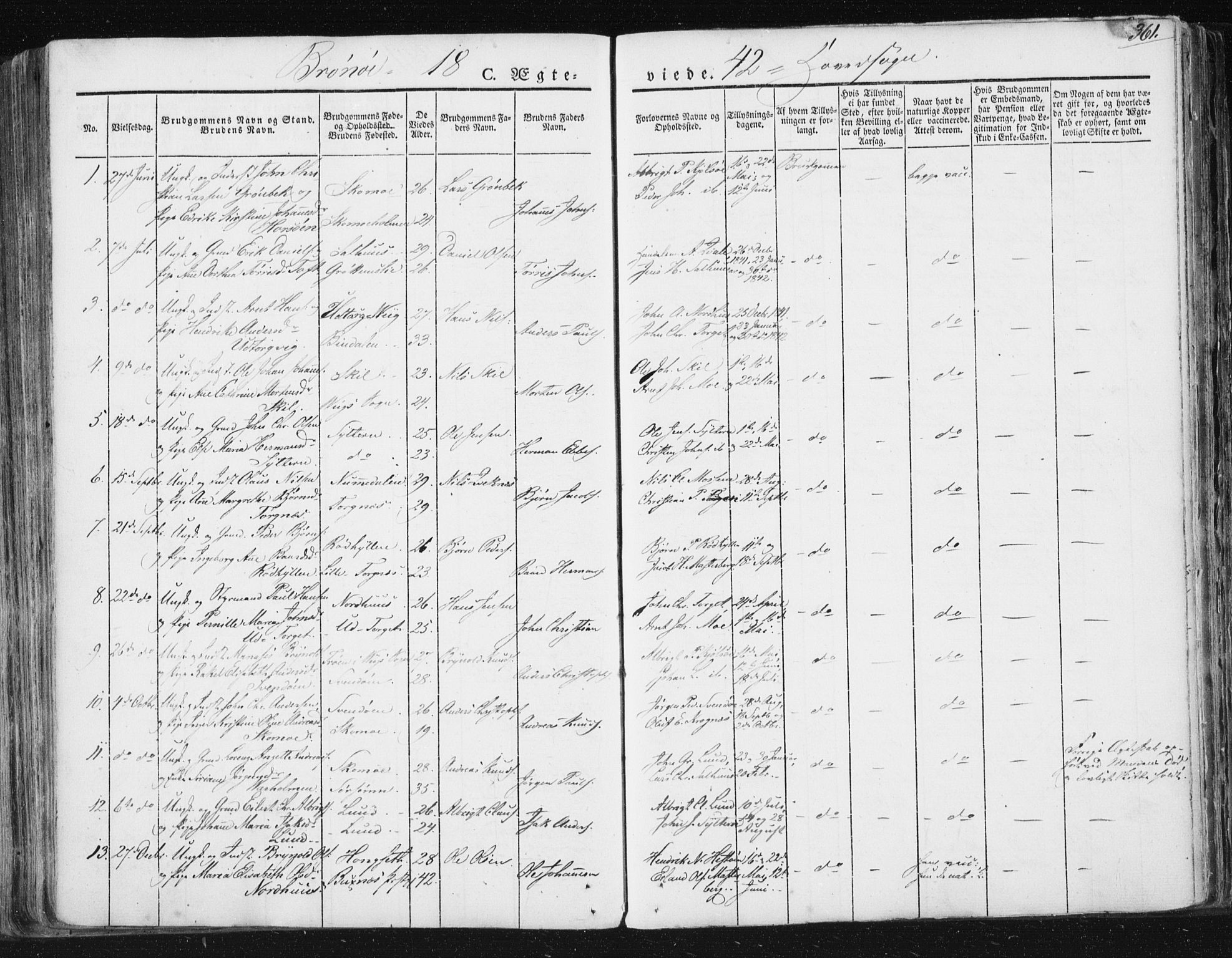 Ministerialprotokoller, klokkerbøker og fødselsregistre - Nordland, AV/SAT-A-1459/813/L0198: Parish register (official) no. 813A08, 1834-1874, p. 361