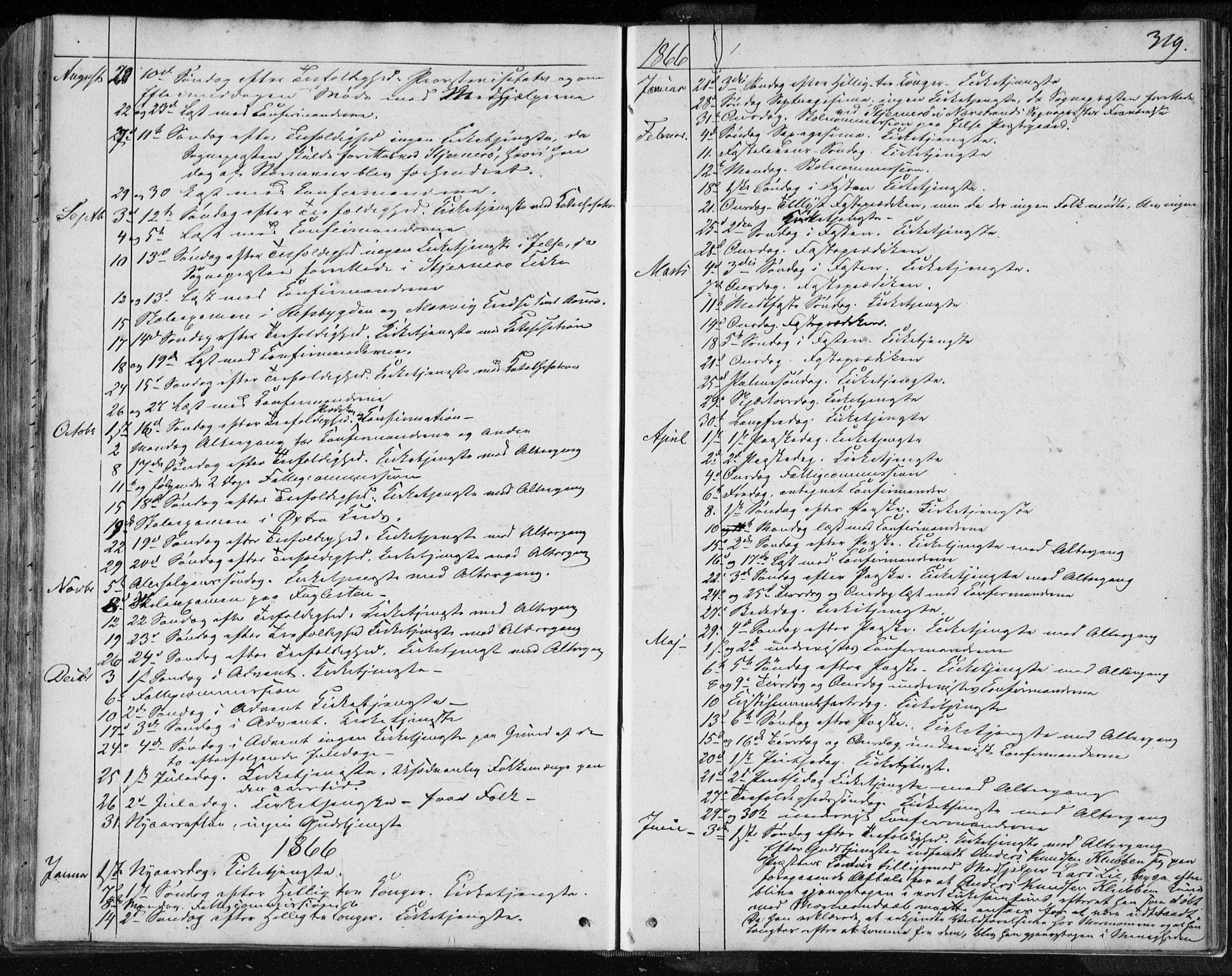 Jelsa sokneprestkontor, SAST/A-101842/01/IV: Parish register (official) no. A 7, 1854-1866, p. 319
