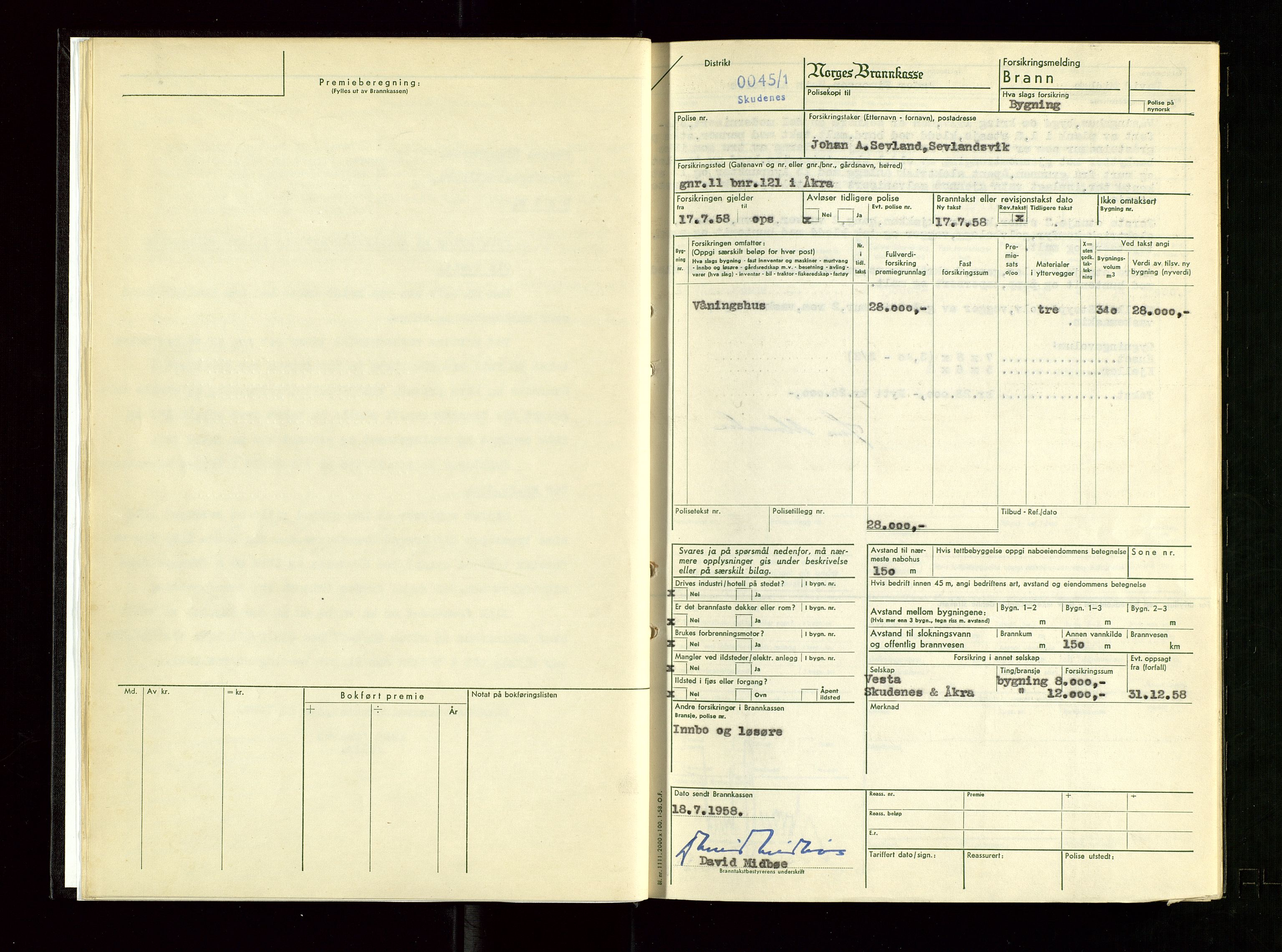 Skudenes lensmannskontor, AV/SAST-A-100444/Gob/L0004: Branntakstprotokoll, 1956-1959