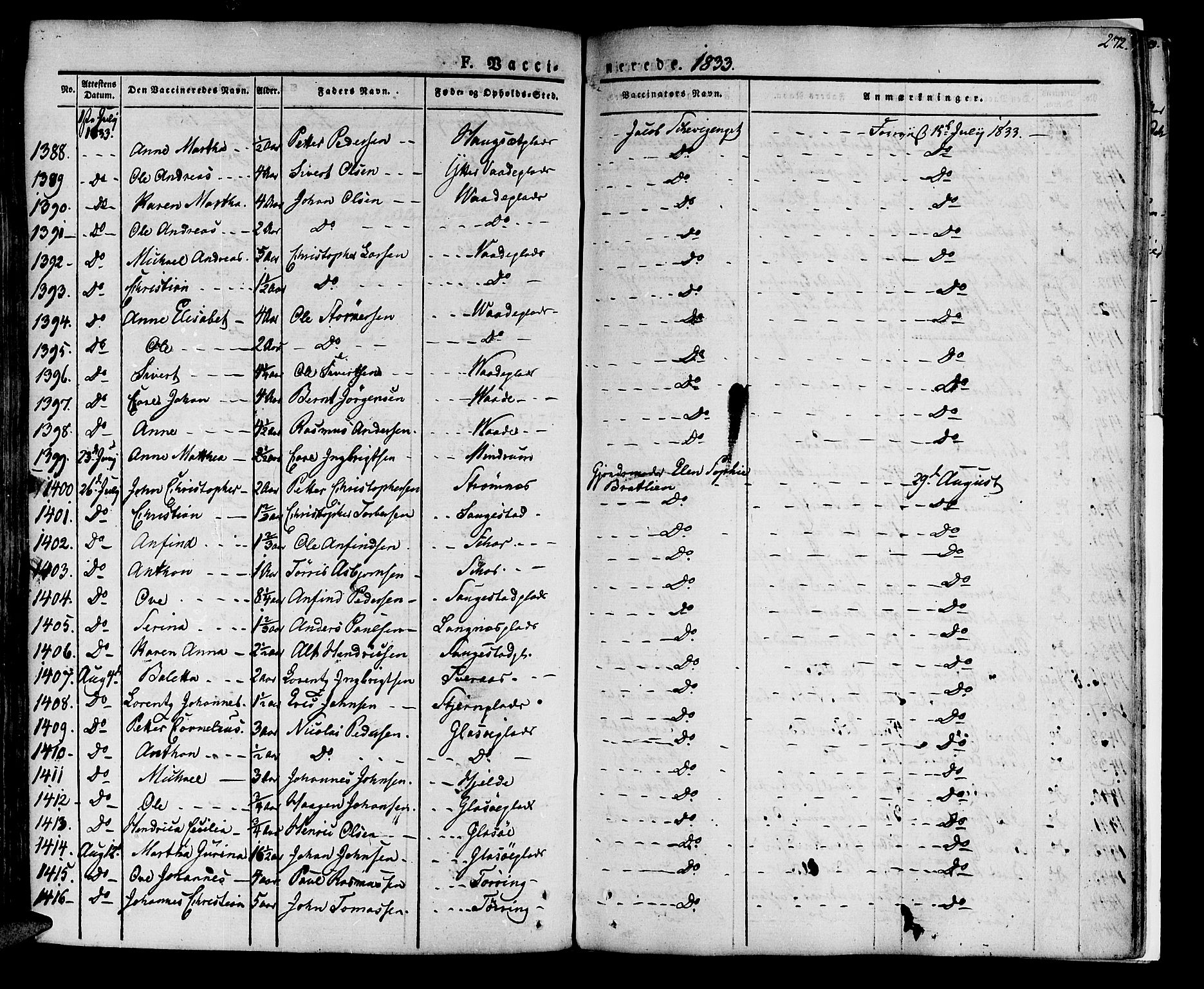 Ministerialprotokoller, klokkerbøker og fødselsregistre - Nord-Trøndelag, AV/SAT-A-1458/741/L0390: Parish register (official) no. 741A04, 1822-1836, p. 272