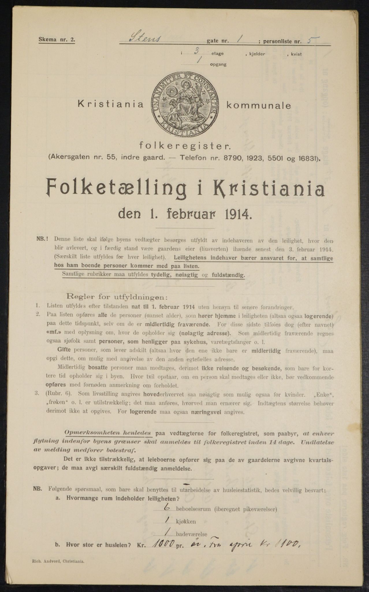 OBA, Municipal Census 1914 for Kristiania, 1914, p. 101761