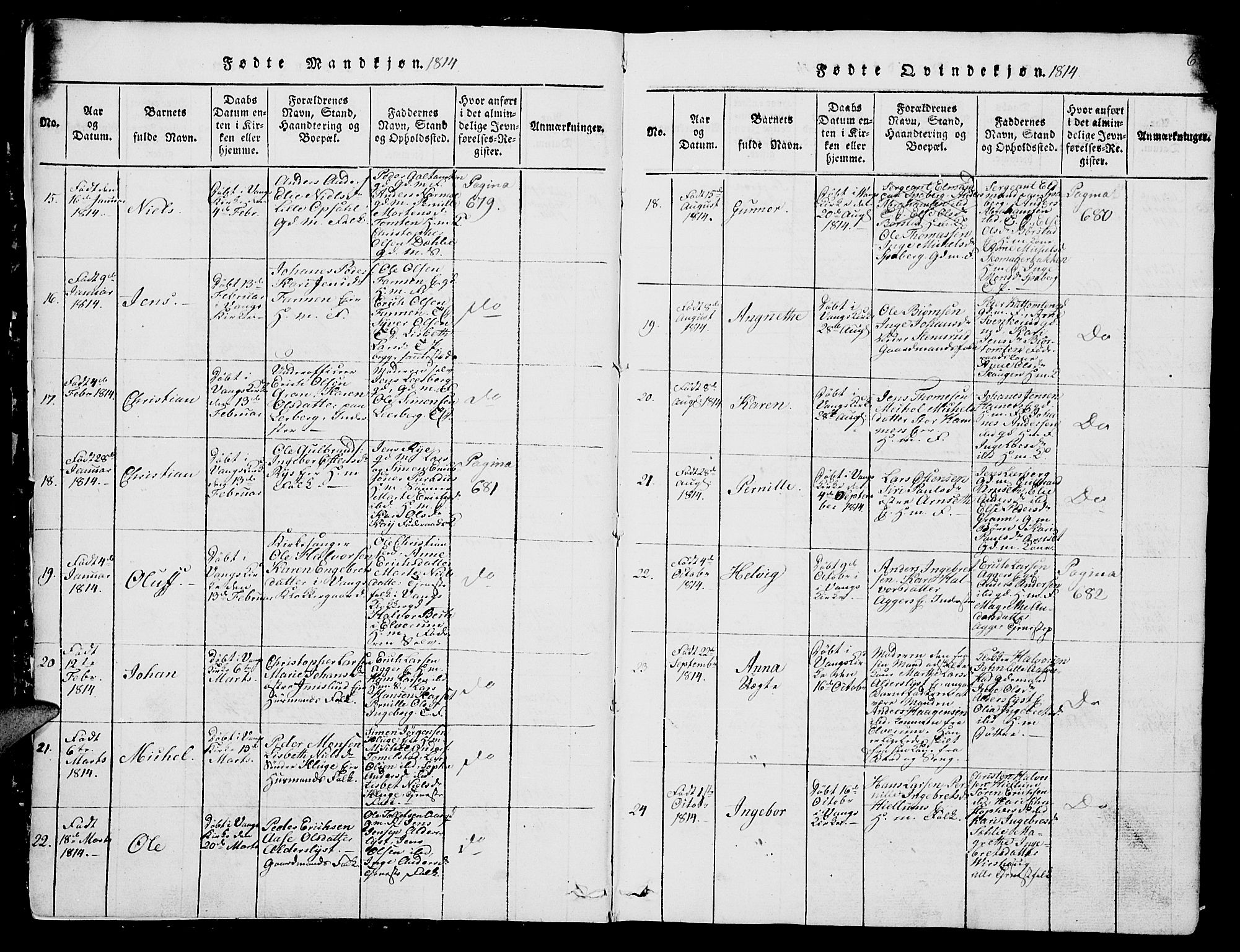 Vang prestekontor, Hedmark, SAH/PREST-008/H/Ha/Hab/L0004: Parish register (copy) no. 4, 1813-1827, p. 5-6